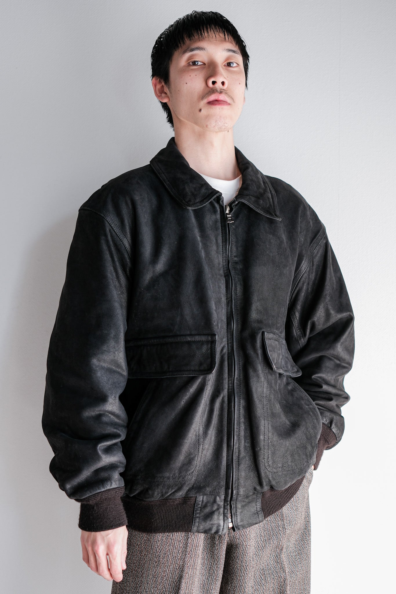 ［~80's］Old SERAPHIN Deerskin Leather Blouson With Chin Strap Size.50