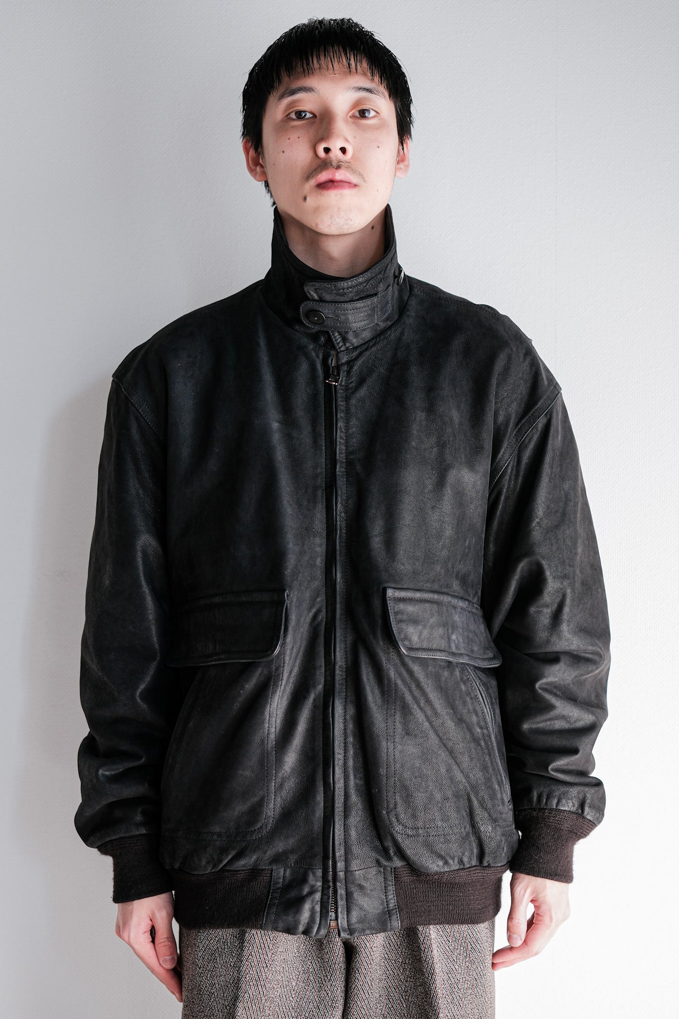［~80's］Old SERAPHIN Deerskin Leather Blouson With Chin Strap Size.50