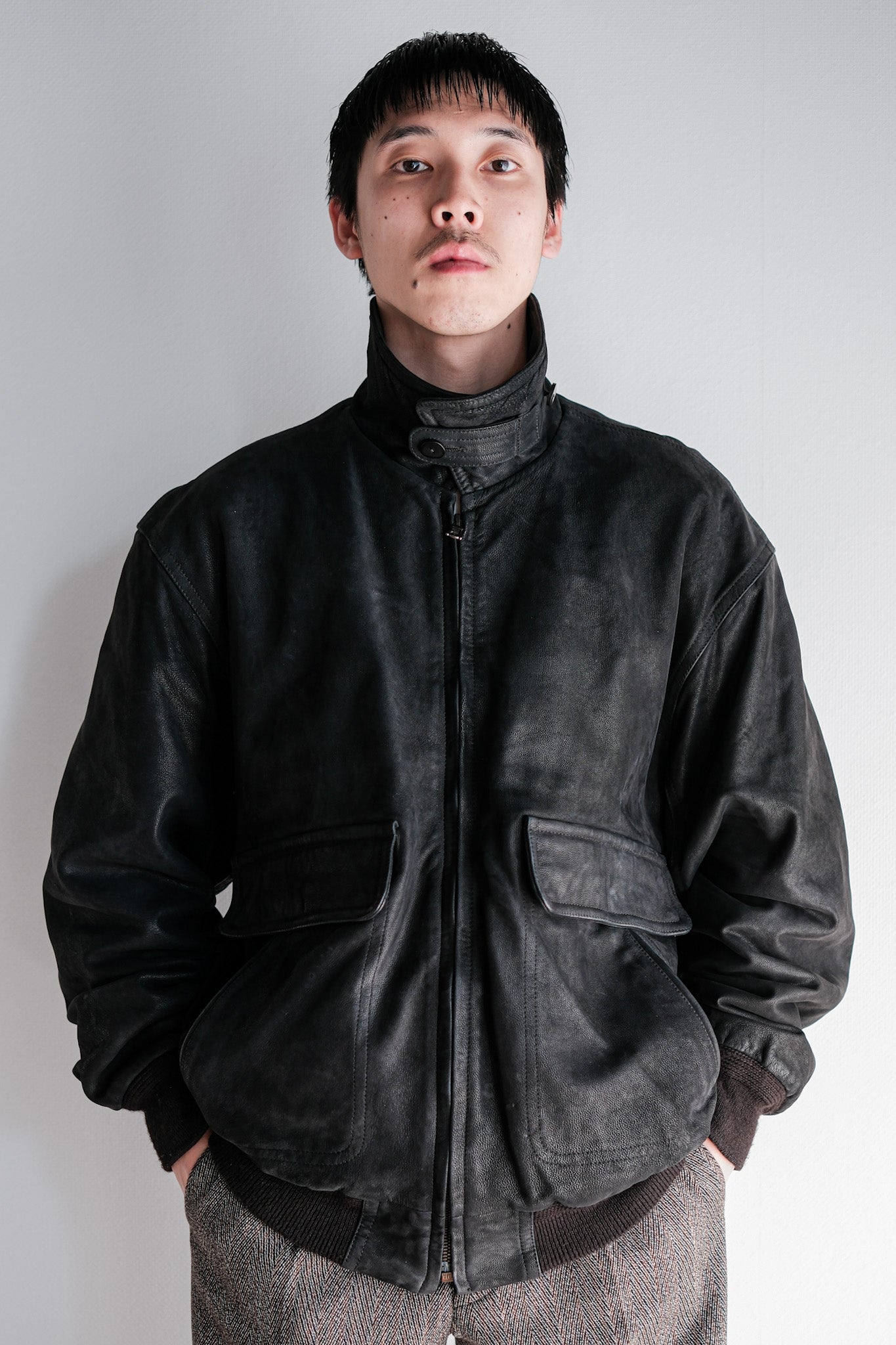 ［~80's］Old SERAPHIN Deerskin Leather Blouson With Chin Strap Size.50