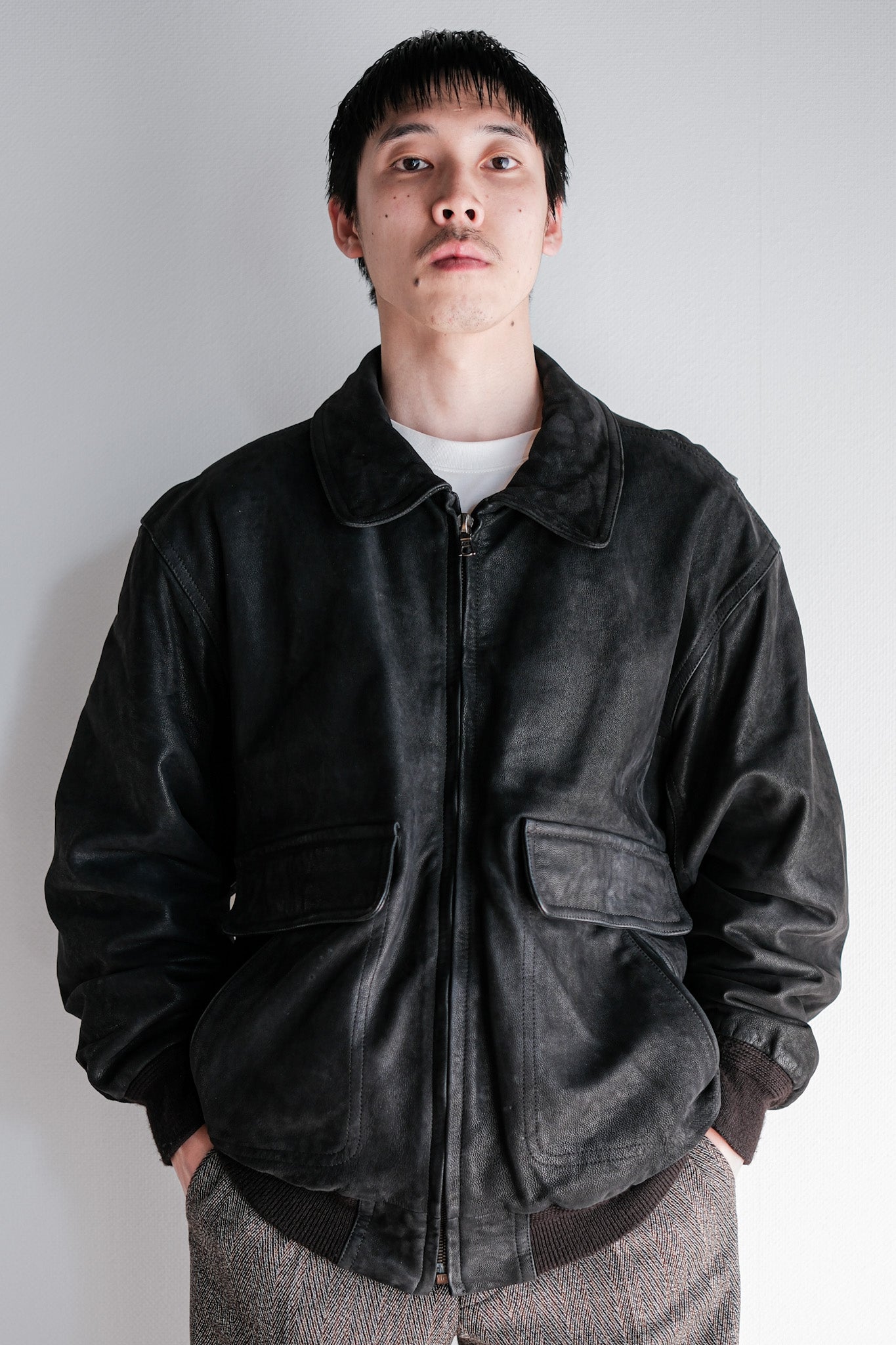 ［~80's］Old SERAPHIN Deerskin Leather Blouson With Chin Strap Size.50