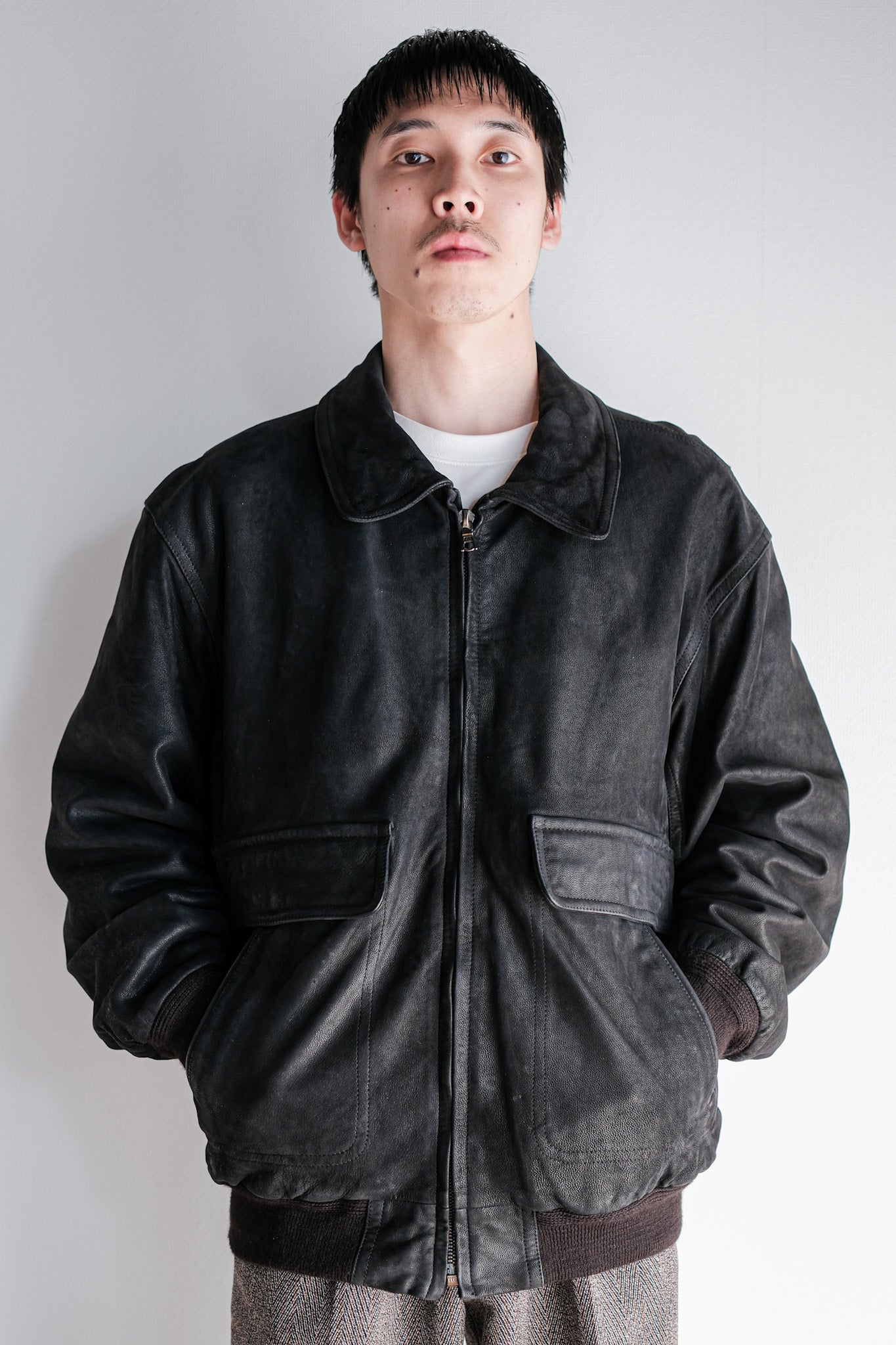 ［~80's］Old SERAPHIN Deerskin Leather Blouson With Chin Strap Size.50
