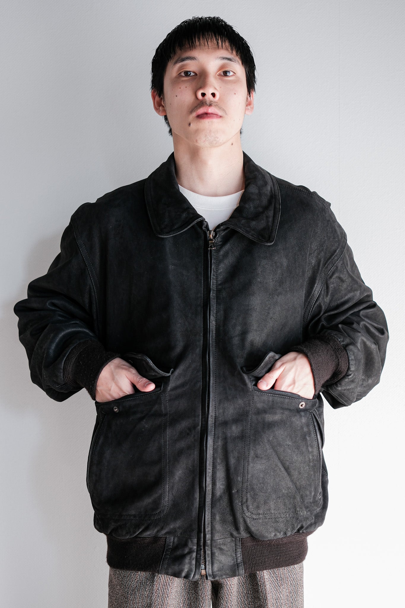 ［~80's］Old SERAPHIN Deerskin Leather Blouson With Chin Strap Size.50