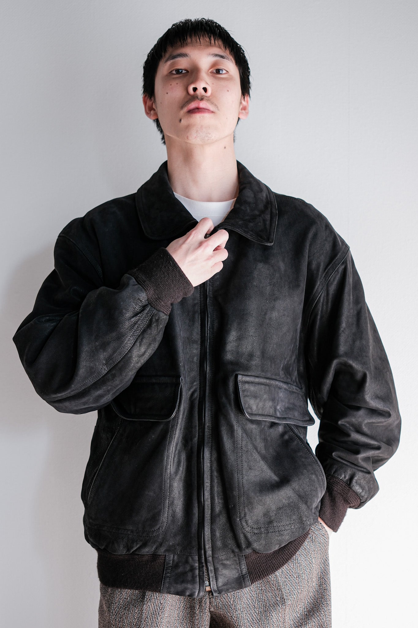 ［~80's］Old SERAPHIN Deerskin Leather Blouson With Chin Strap Size.50