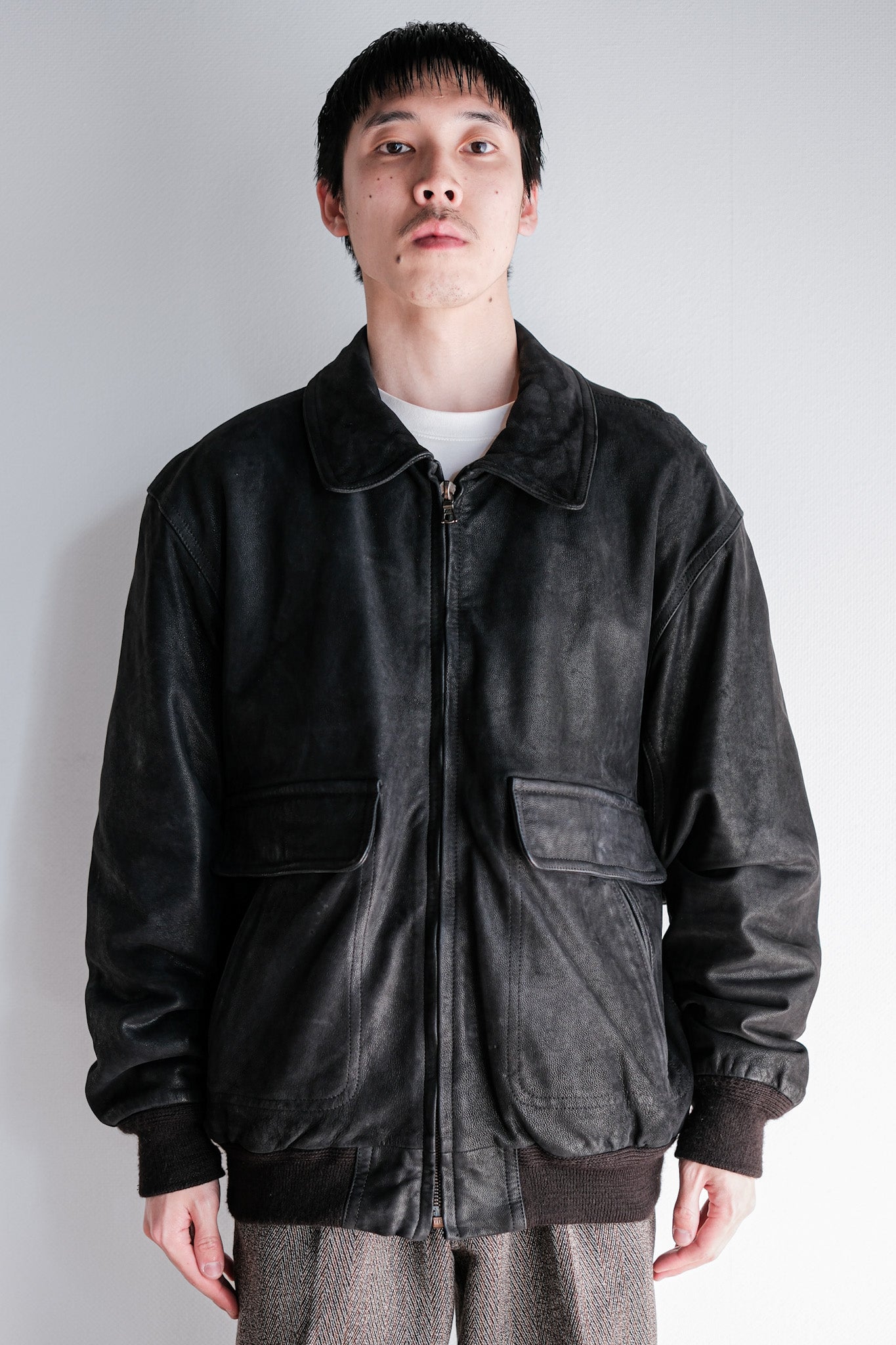 ［~80's］Old SERAPHIN Deerskin Leather Blouson With Chin Strap Size.50