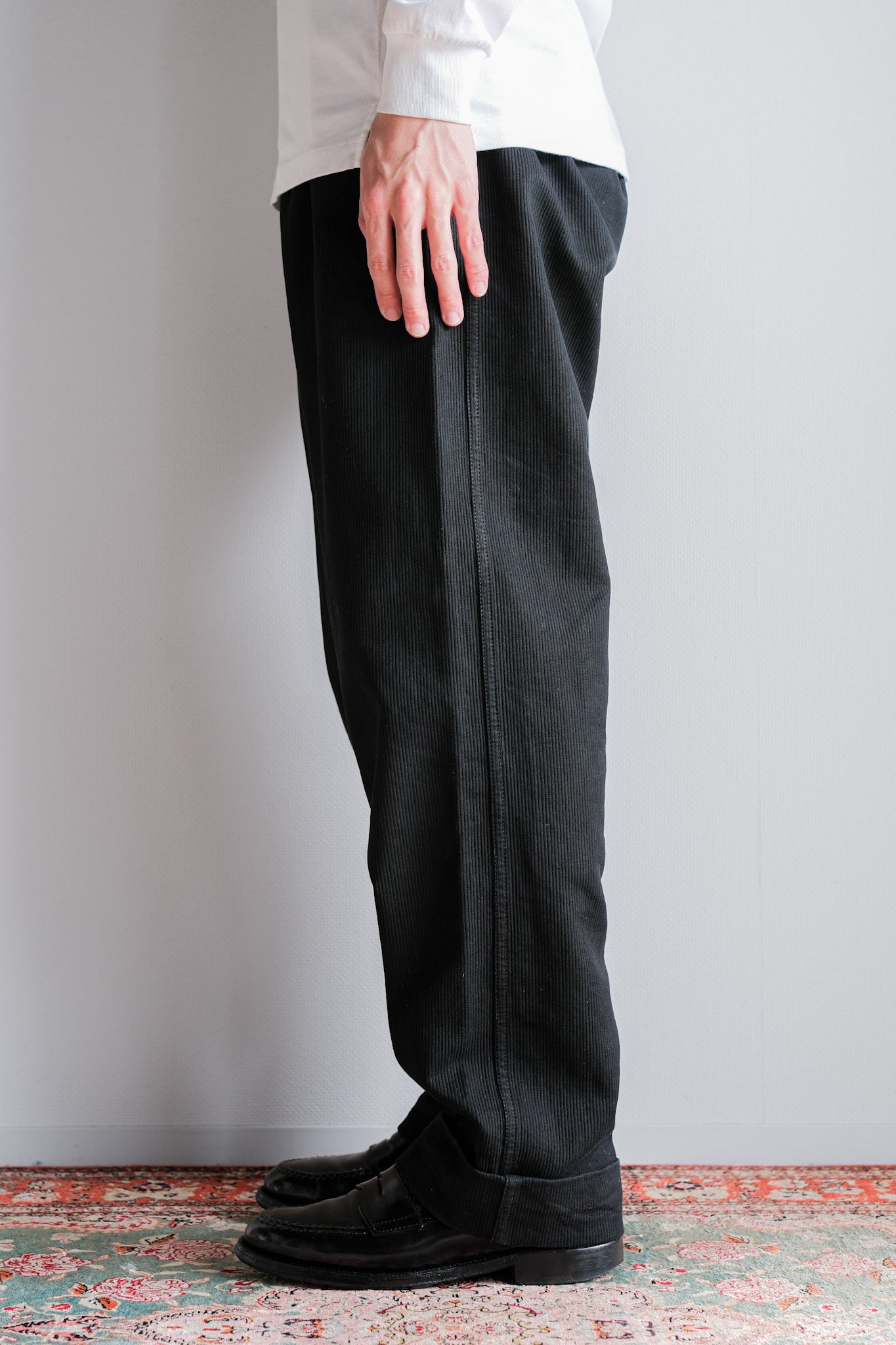 【~50's】French Vintage Black Cotton Pique Work Pants