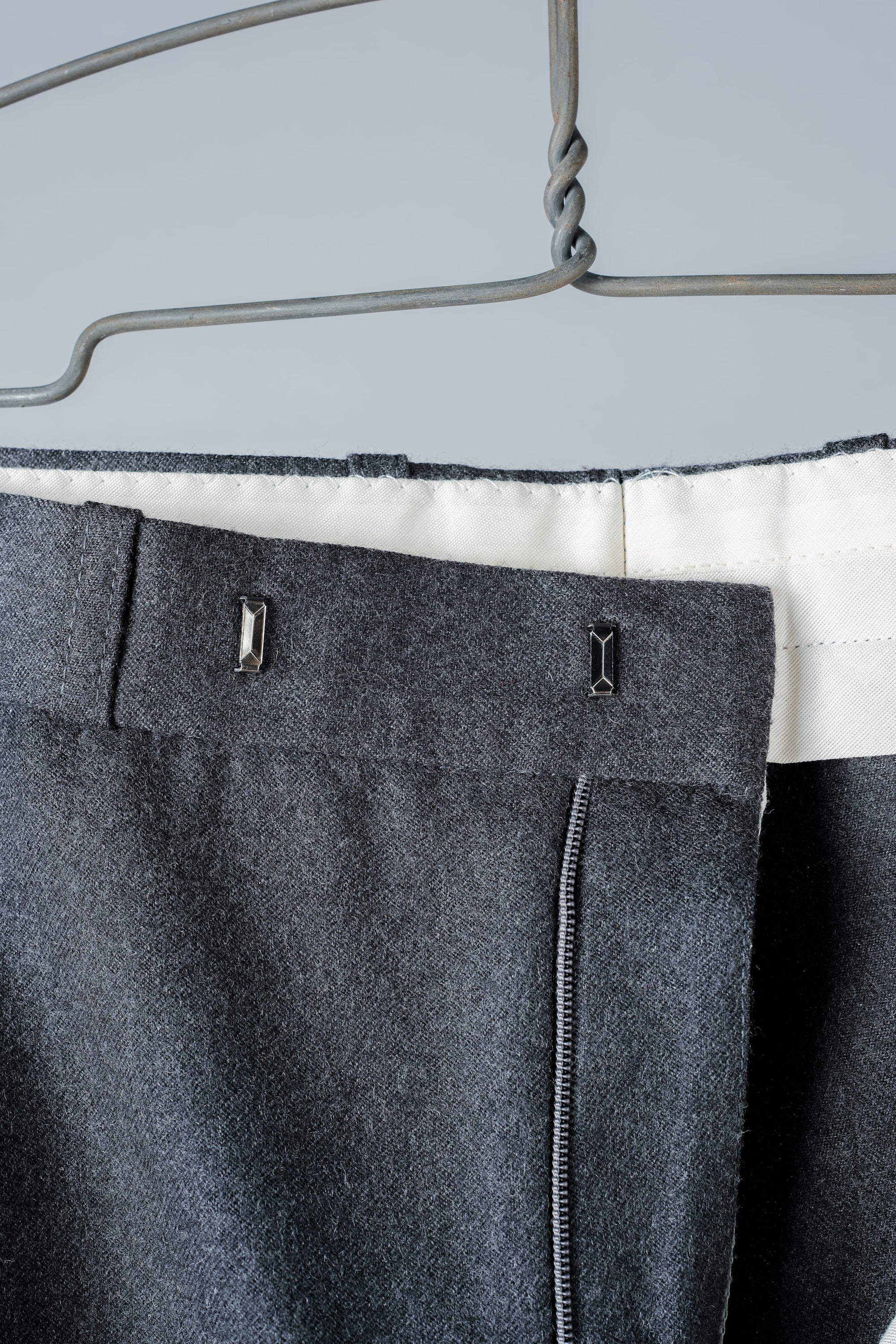 【~90's】Europe Vintage 2 Tuck Turn Up Mixed Wool Trousers Size.38S