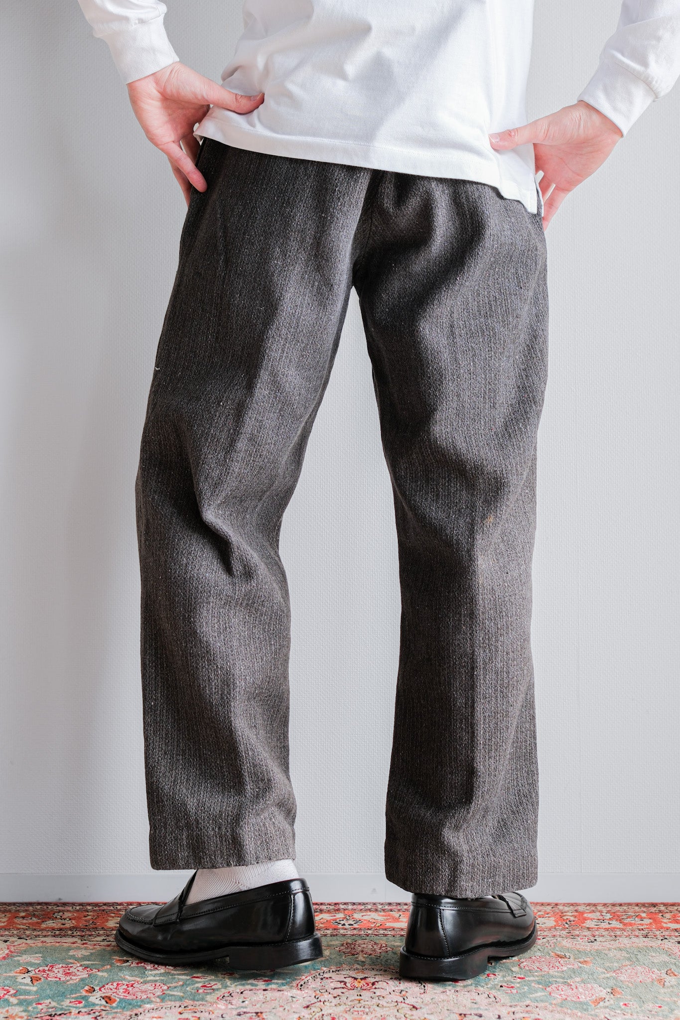 ［~30’s］French Vintage Gray Wool Striped Work Pants