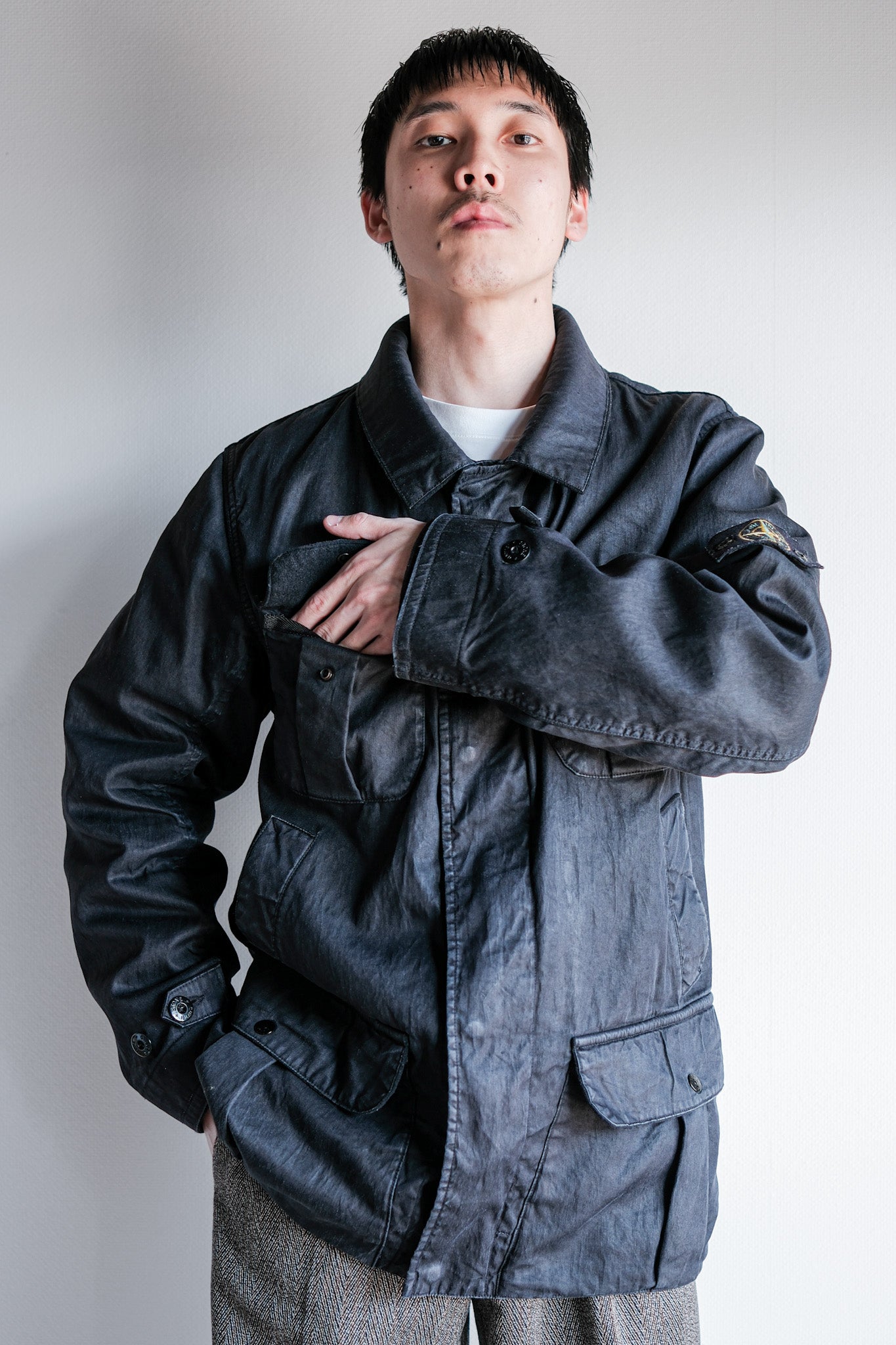 ［06AW］Old STONE ISLAND Garment Dyed Lino Flax Dutch Rope Jacket Size.M
