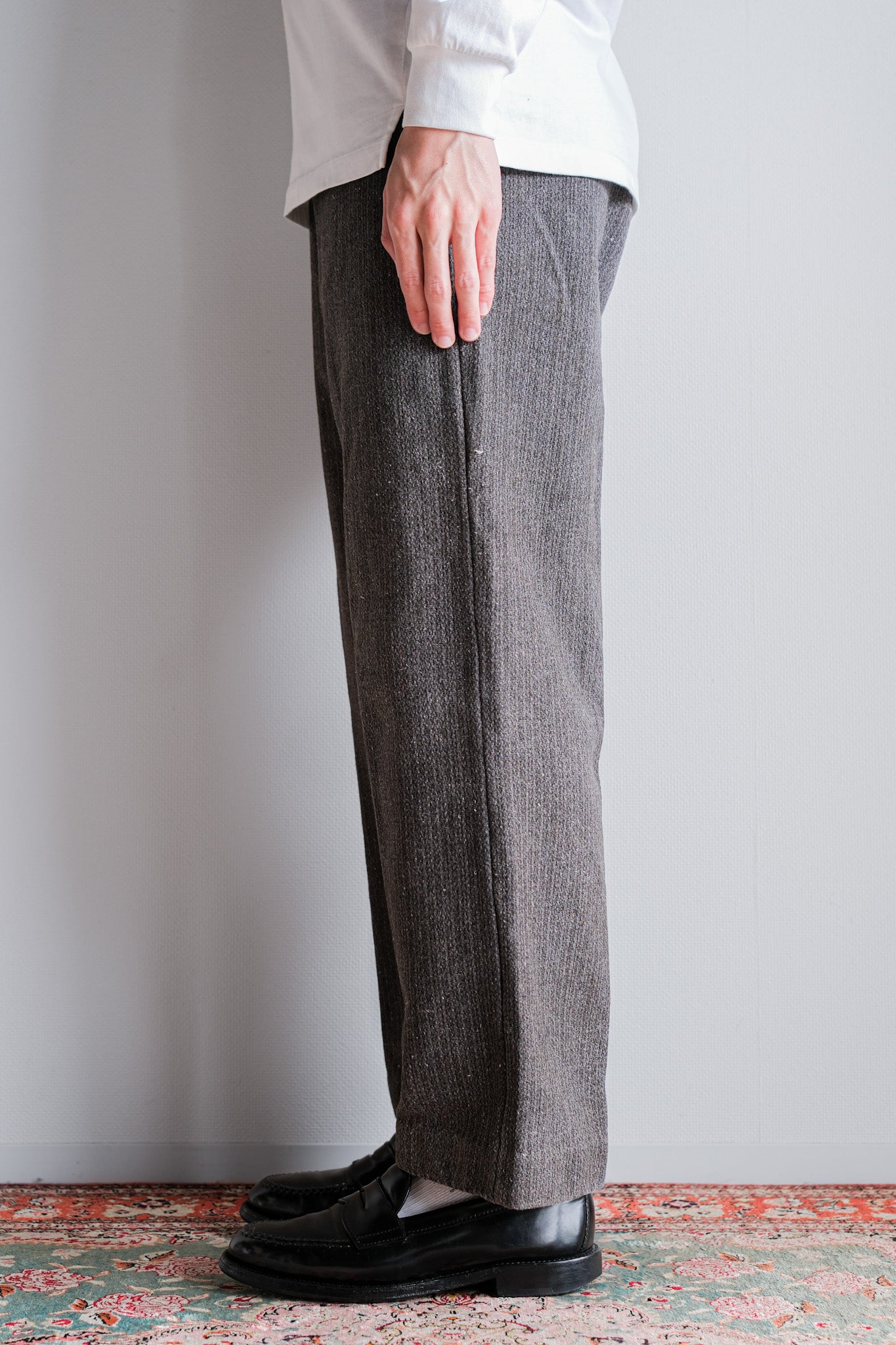 [~ 30's] French Vintage Gray Wool Striped Work Pants