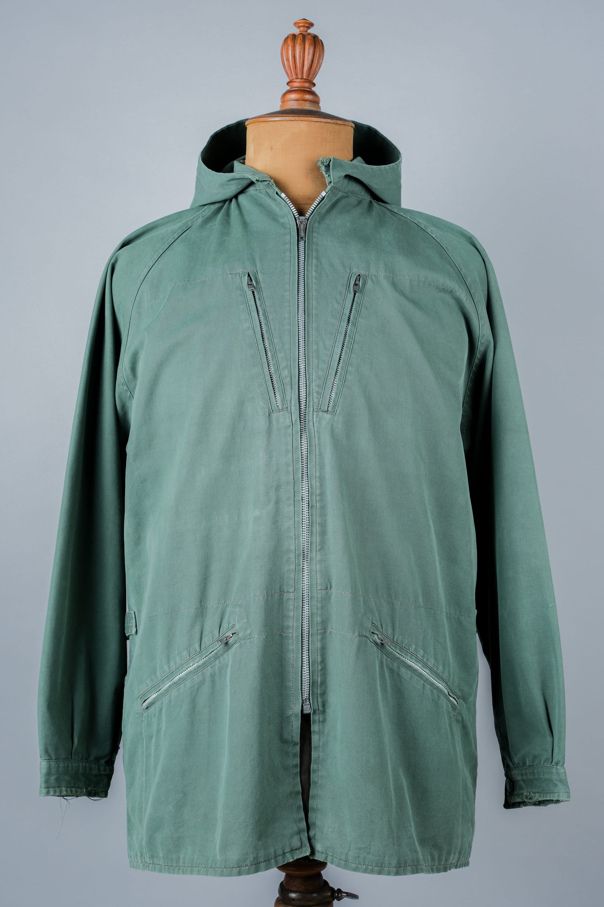 【~60's】British Vintage Ventile Cotton Hooded Cyclist Jacket "Greenspot NOMAD" "BERTRAM DUDLEY & SON"