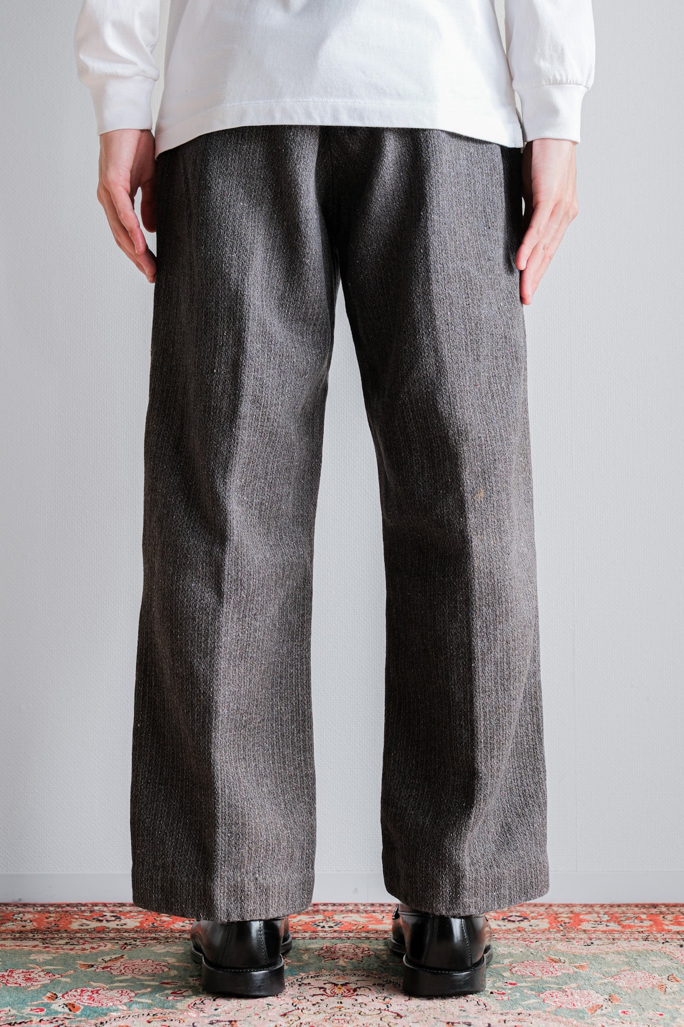 [~ 30's] French Vintage Gray Wool Striped Work Pants