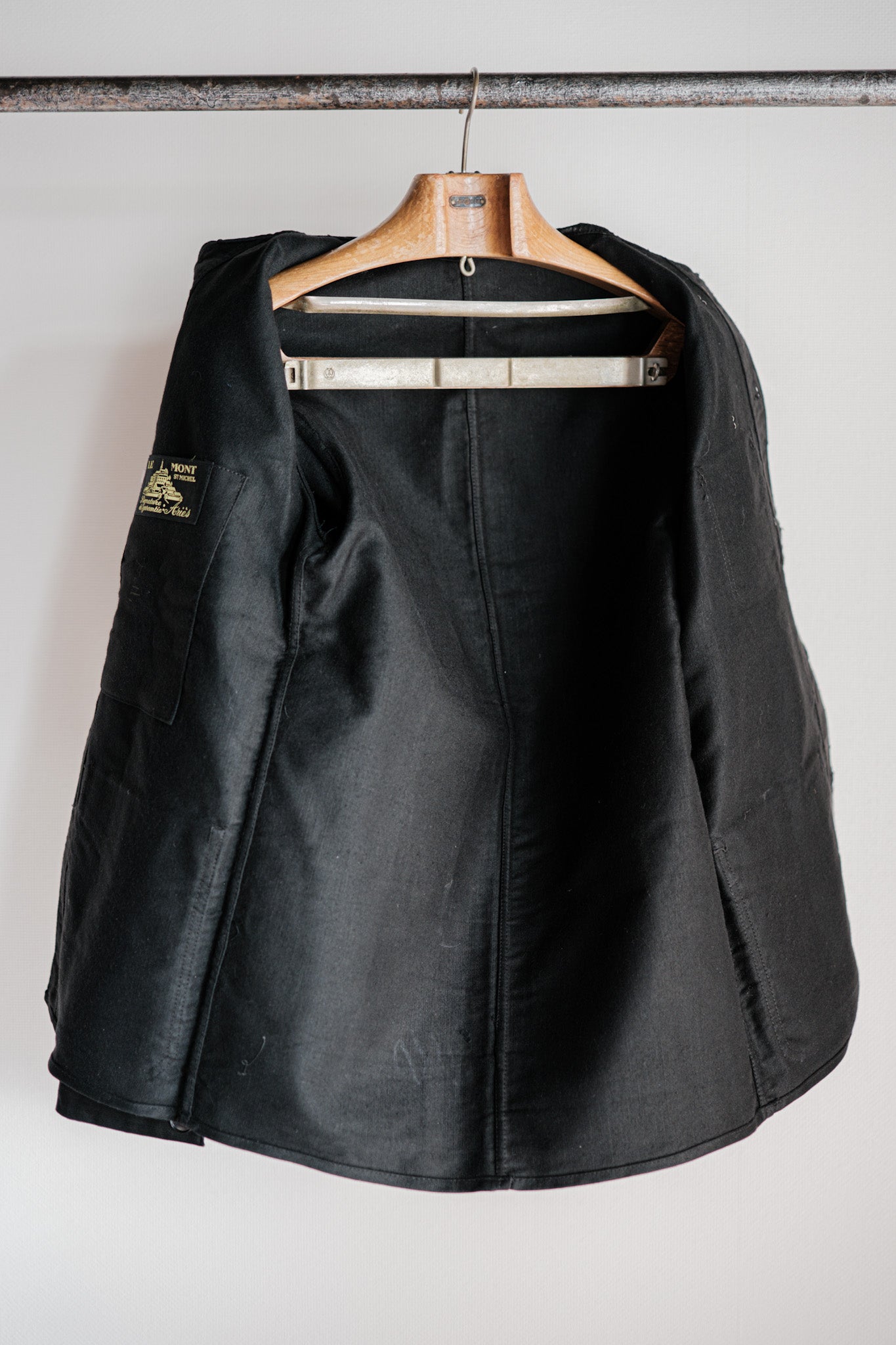 [〜50年代]法國復古黑色摩爾金鞋夾克尺寸。42“ le mont St. Michel”“ Dead Stock”
