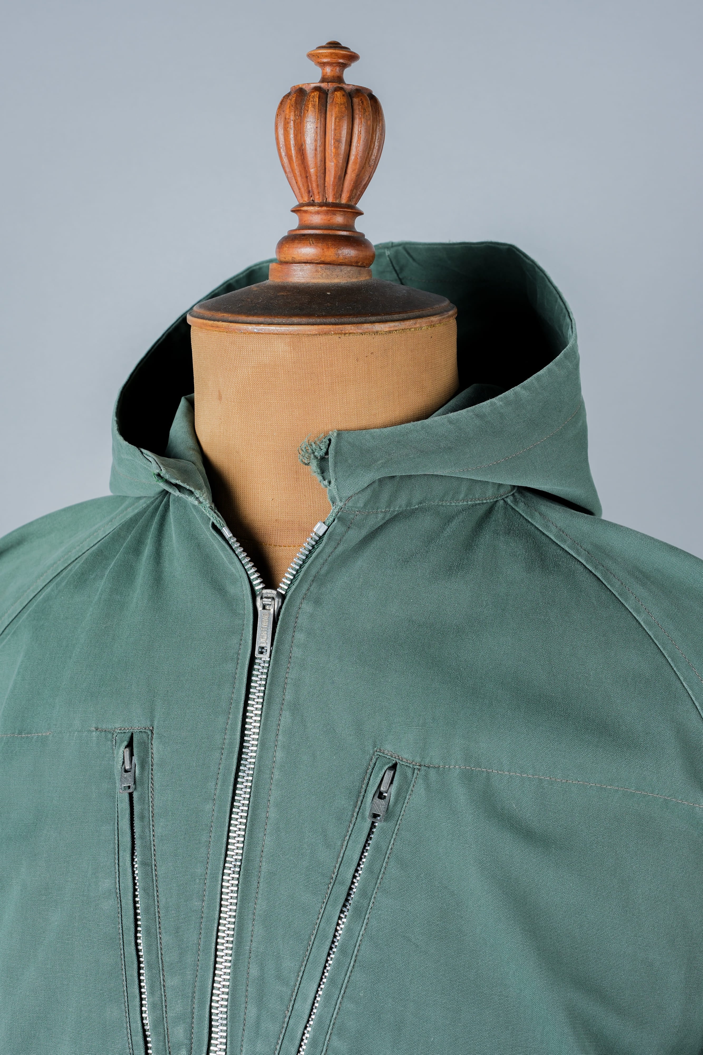 【~60's】British Vintage Ventile Cotton Hooded Cyclist Jacket "Greenspot NOMAD" "BERTRAM DUDLEY & SON"