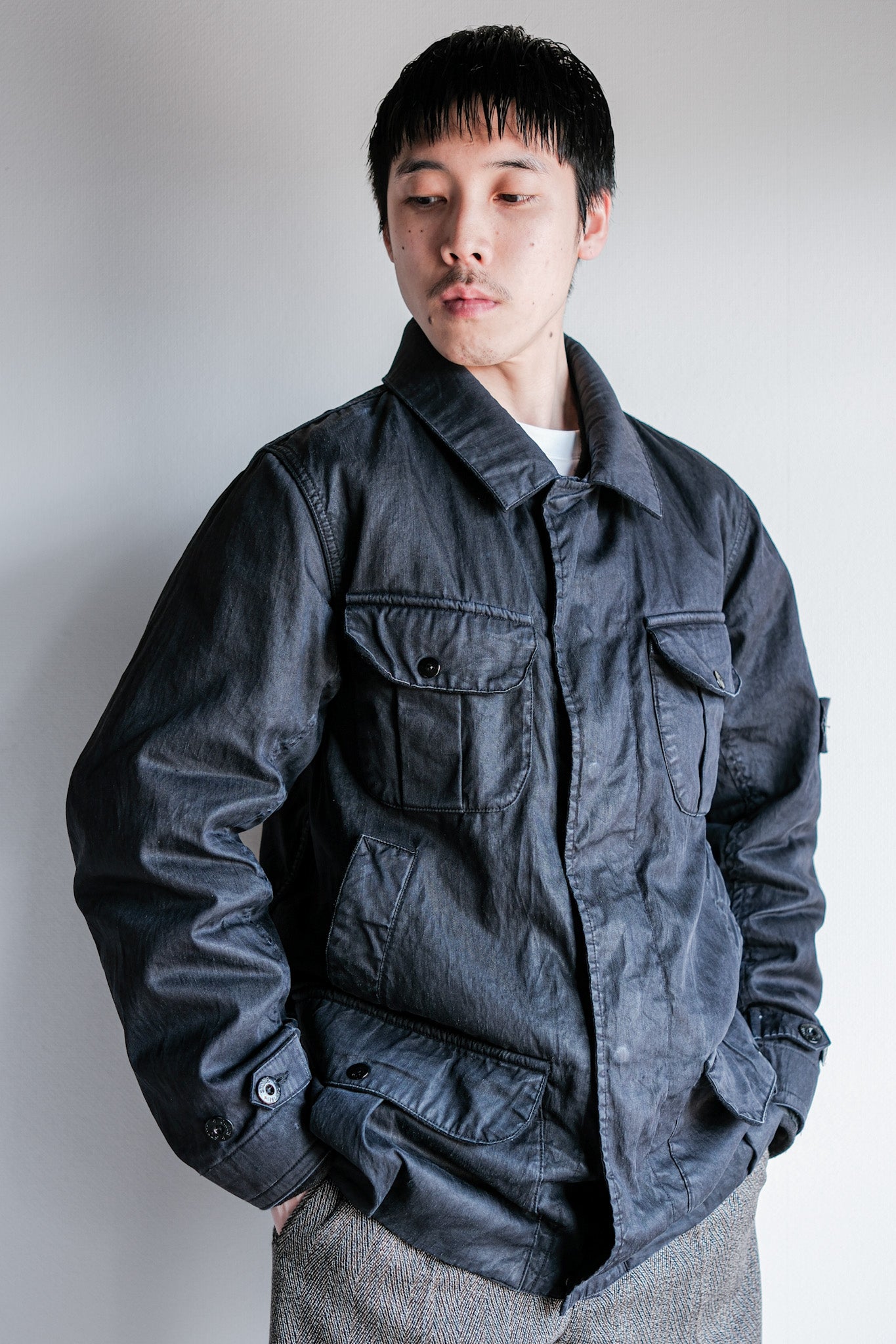 ［06AW］Old STONE ISLAND Garment Dyed Lino Flax Dutch Rope Jacket Size.M