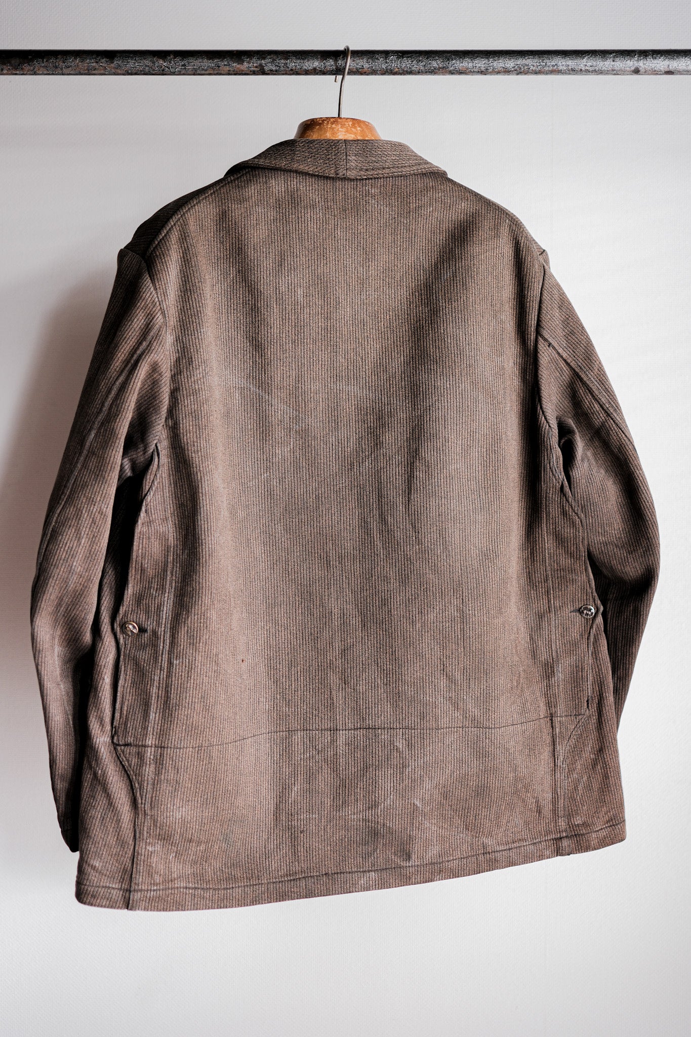[~ 50's] French Vintage Brown Salt & Pepper Cotton Pique Hunting Jacket