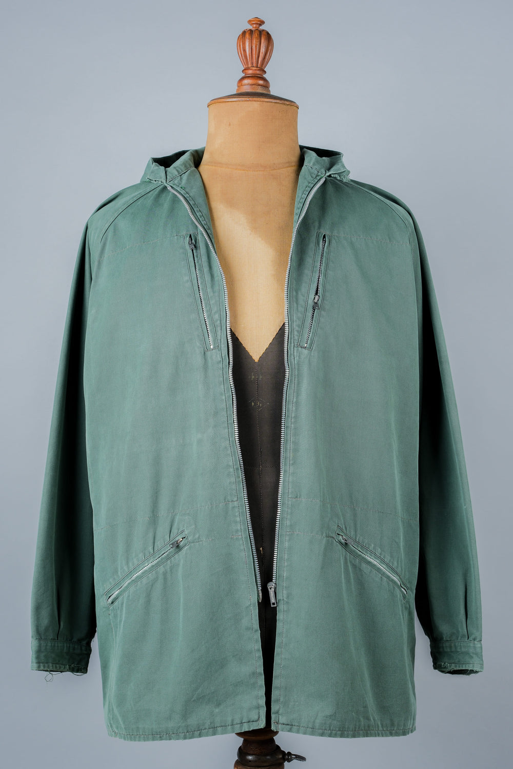 【~60's】British Vintage Ventile Cotton Hooded Cyclist Jacket "Greenspot NOMAD" "BERTRAM DUDLEY & SON"