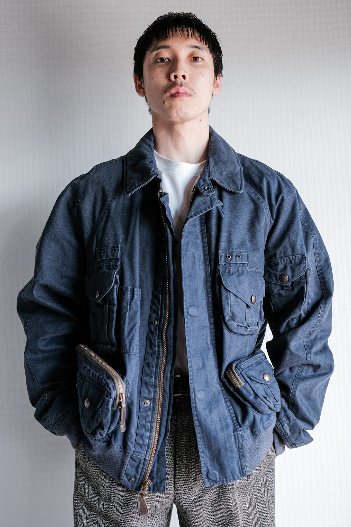 ［~00's］Old Polo Ralph Lauren Multi Pocket Cotton Blouson With Chin Strap Size.XL