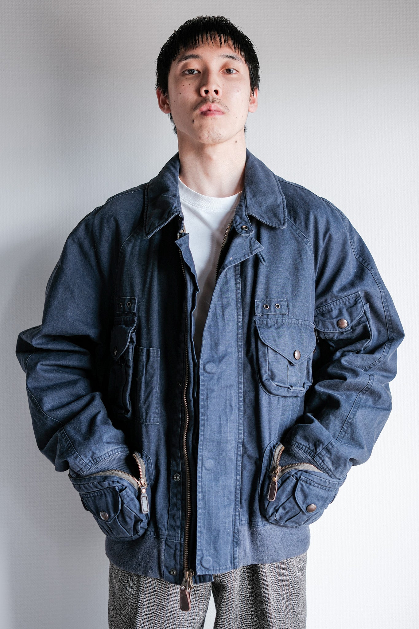 ［~00's］Old Polo Ralph Lauren Multi Pocket Cotton Blouson With Chin Strap Size.XL