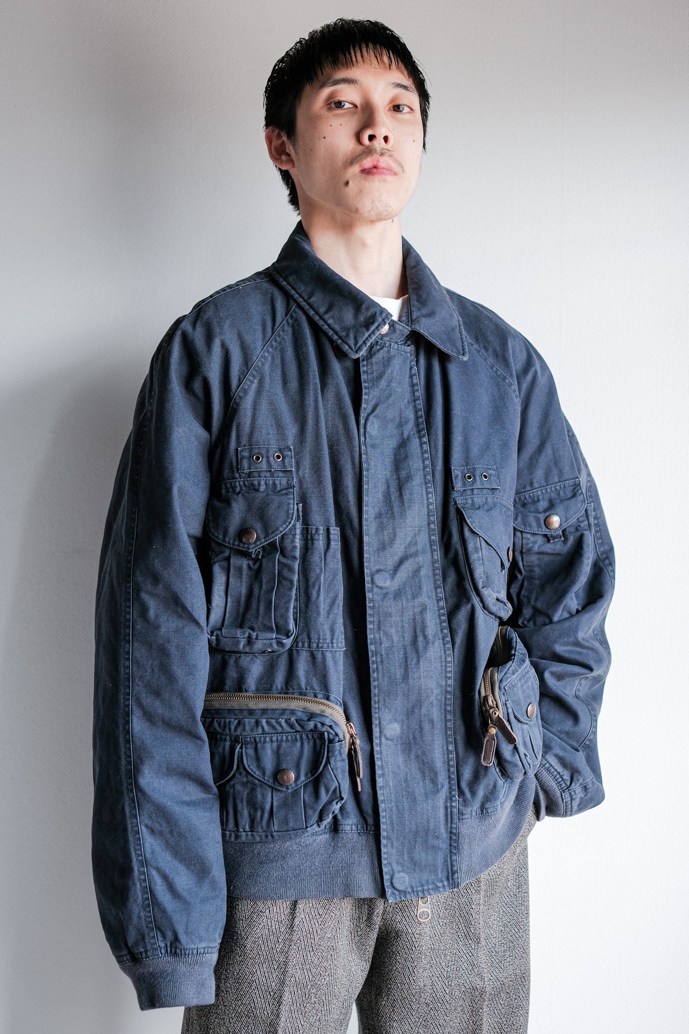 ［~00's］Old Polo Ralph Lauren Multi Pocket Cotton Blouson With Chin Strap Size.XL
