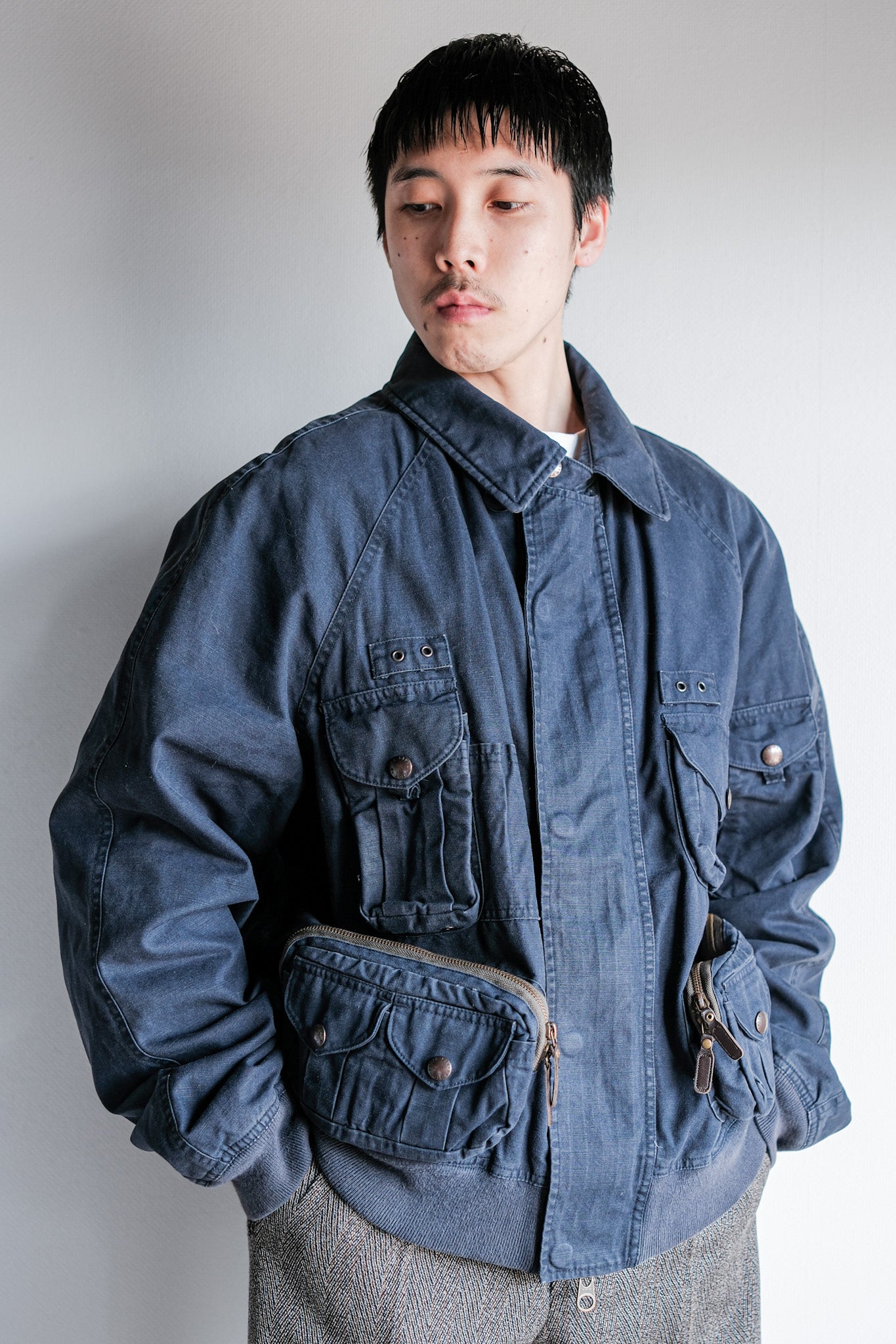 ［~00's］Old Polo Ralph Lauren Multi Pocket Cotton Blouson With Chin Strap Size.XL