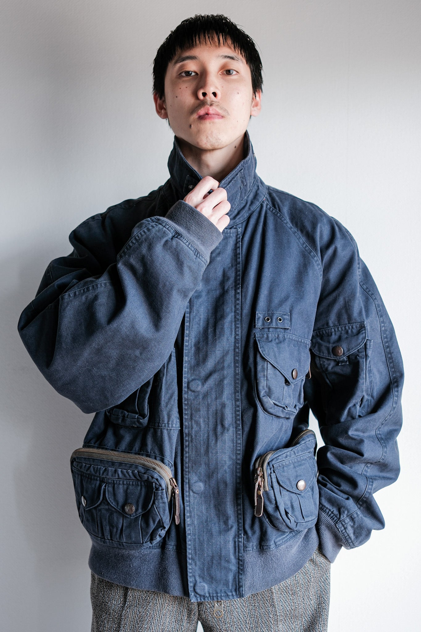 ［~00's］Old Polo Ralph Lauren Multi Pocket Cotton Blouson With Chin Strap Size.XL
