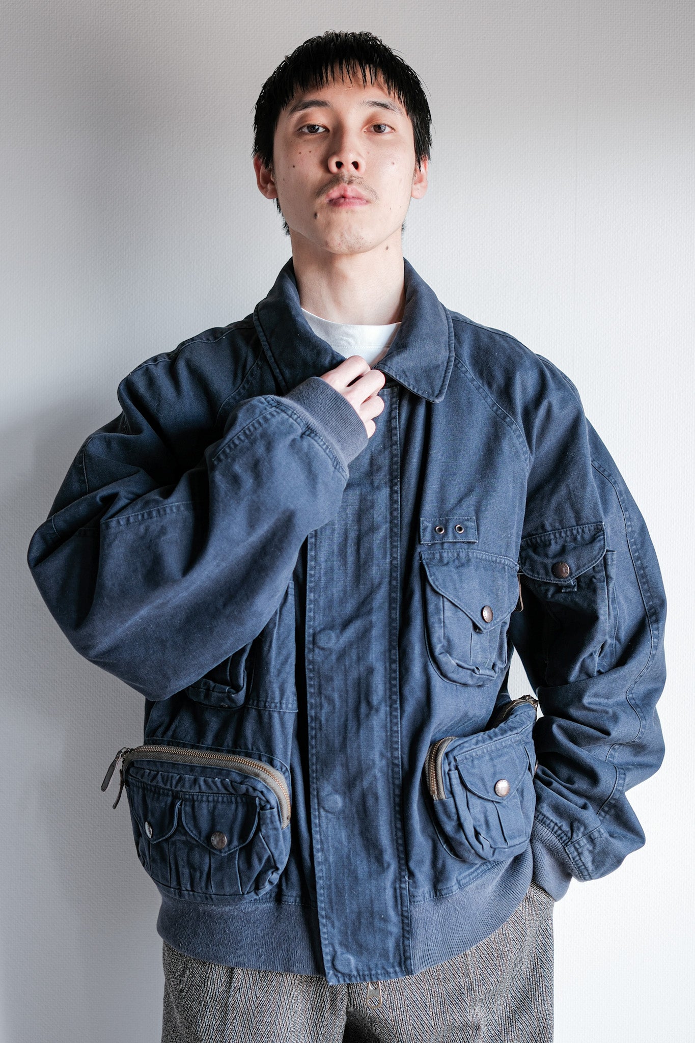［~00's］Old Polo Ralph Lauren Multi Pocket Cotton Blouson With Chin Strap Size.XL