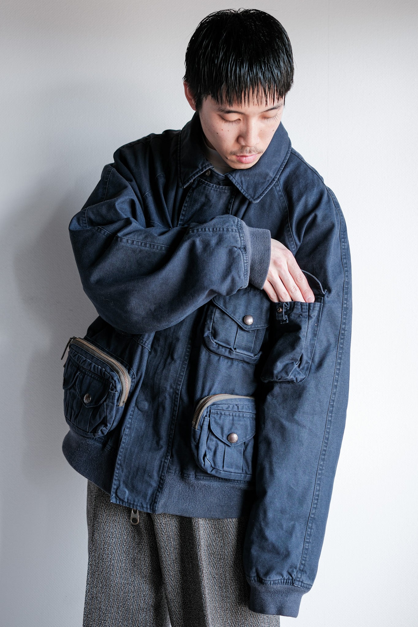 ［~00's］Old Polo Ralph Lauren Multi Pocket Cotton Blouson With Chin Strap Size.XL