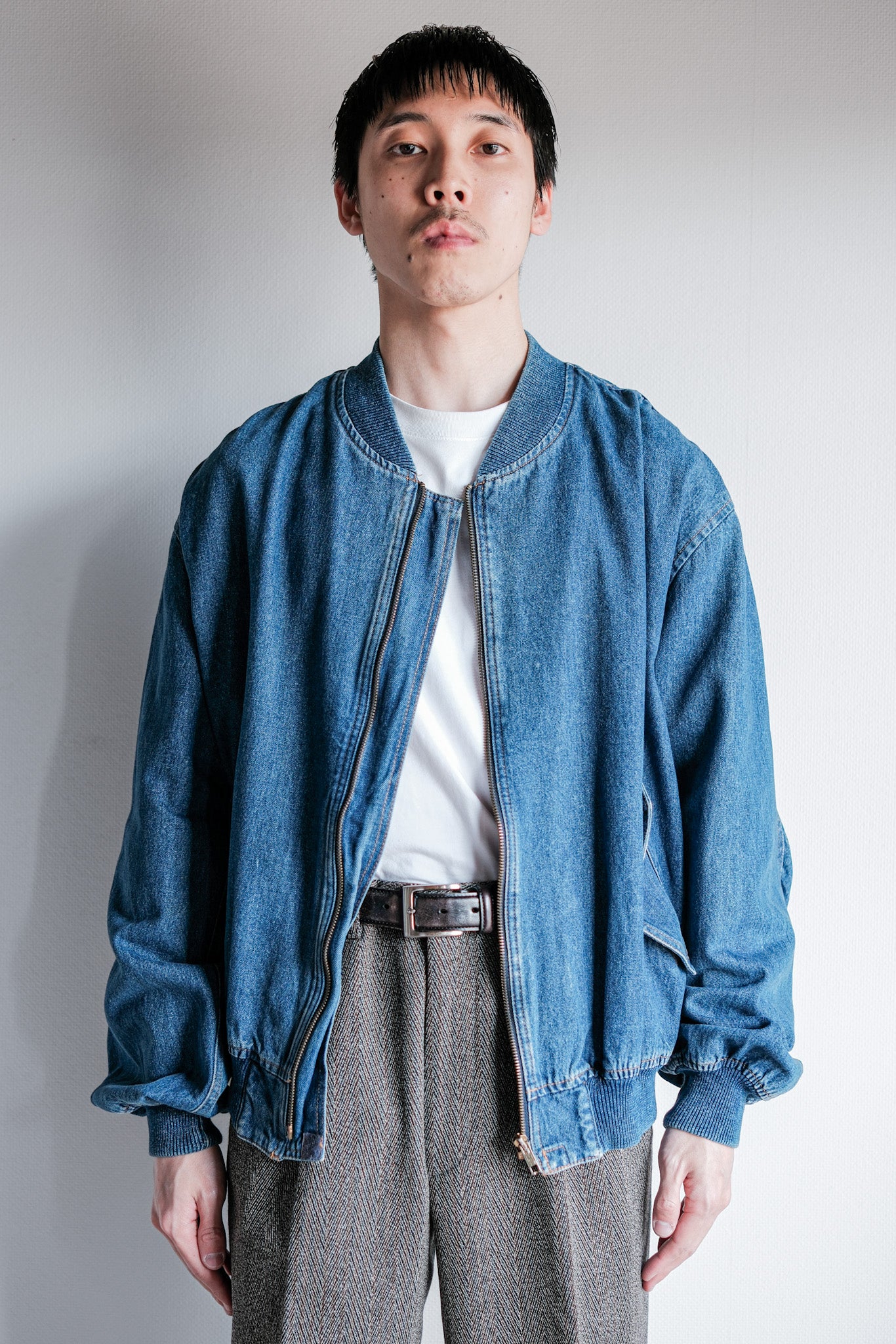 ［~80's］Old EMPORIO ARMANI Denim Bomber Jacket Size.50