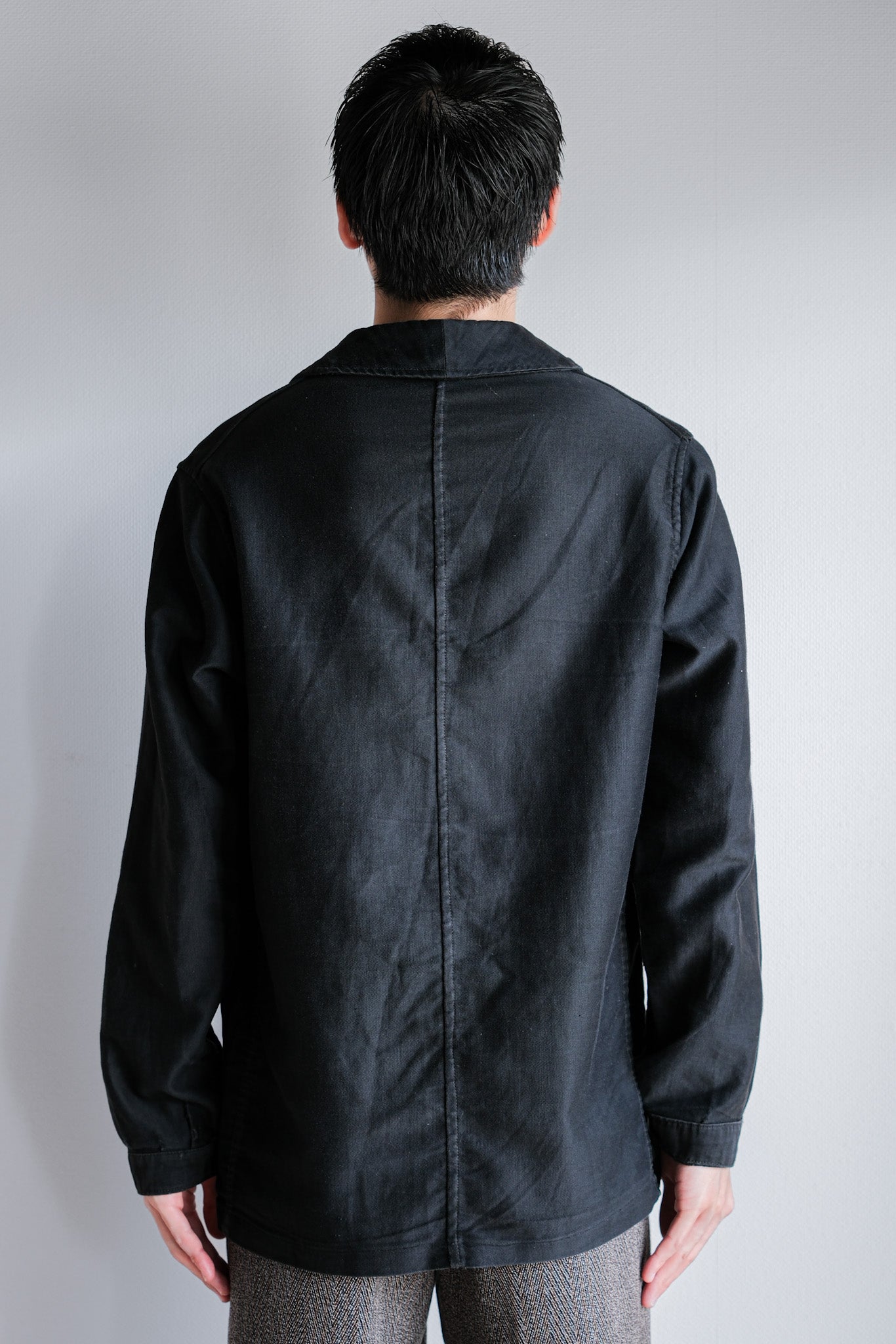 [~ 30's] French Vintage Black Light Moleskin Work Jacket "4 Buttons"