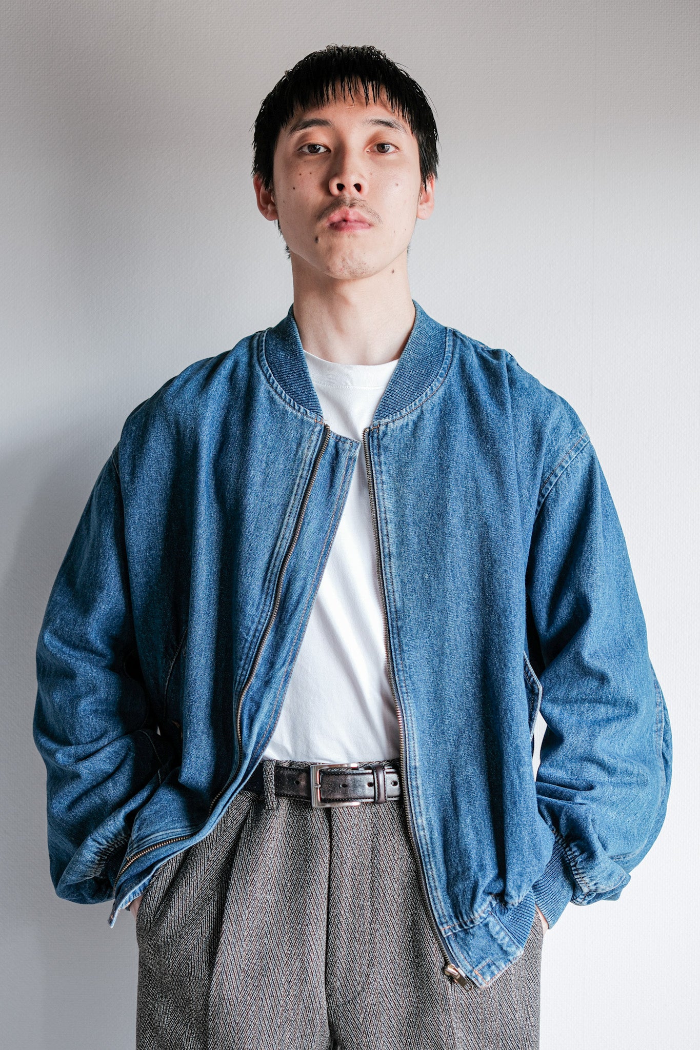 ［~80's］Old EMPORIO ARMANI Denim Bomber Jacket Size.50