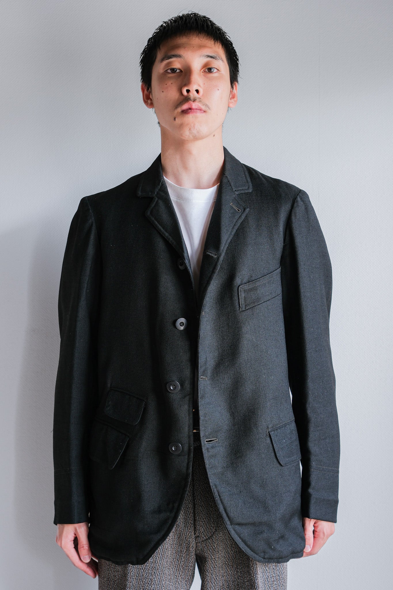 【~20's】French Vintage Black Wool Sack Coat