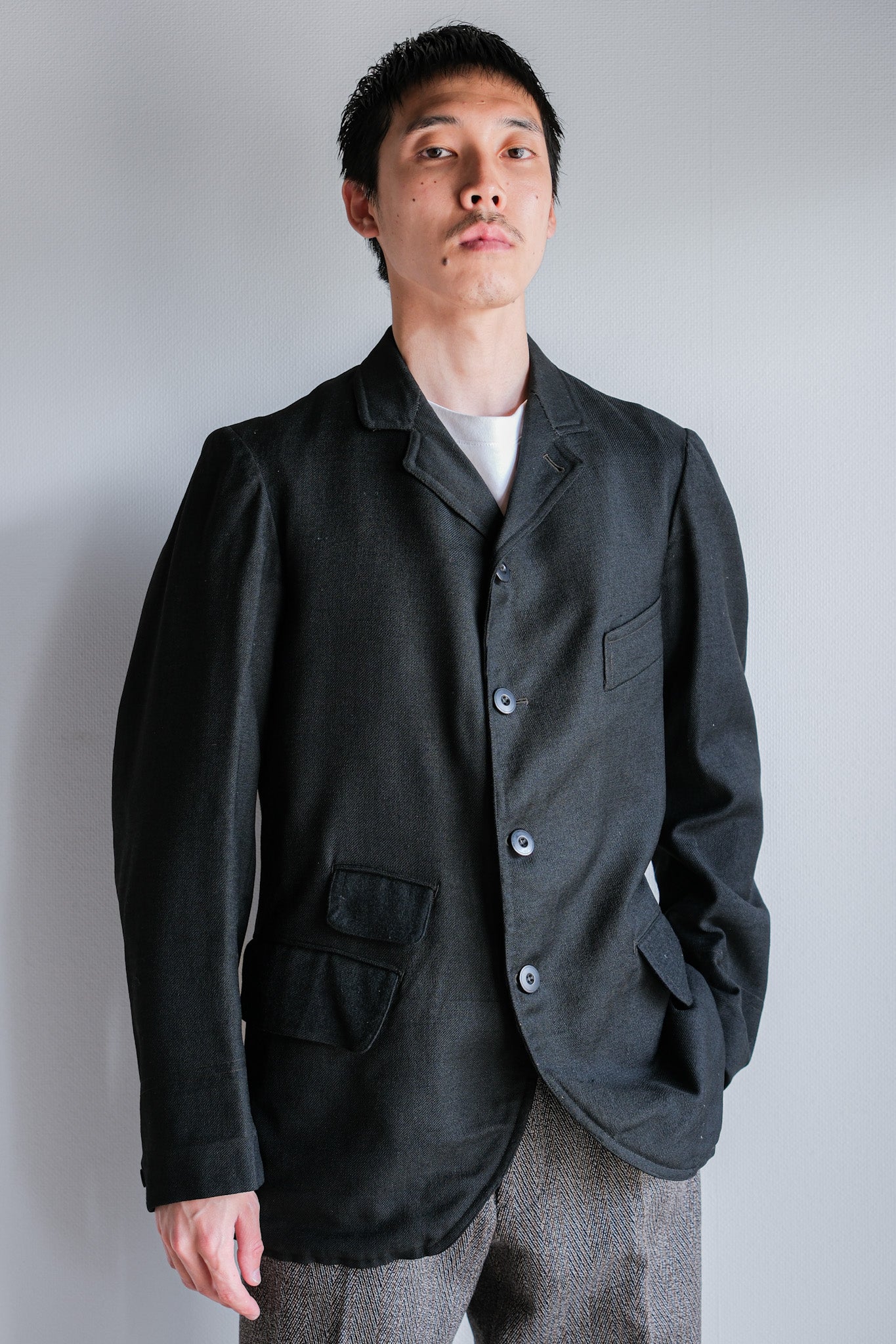 【~20's】French Vintage Black Wool Sack Coat