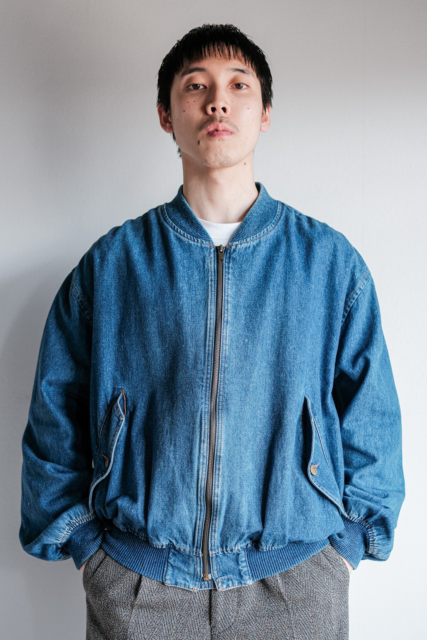 ［~80's］Old EMPORIO ARMANI Denim Bomber Jacket Size.50