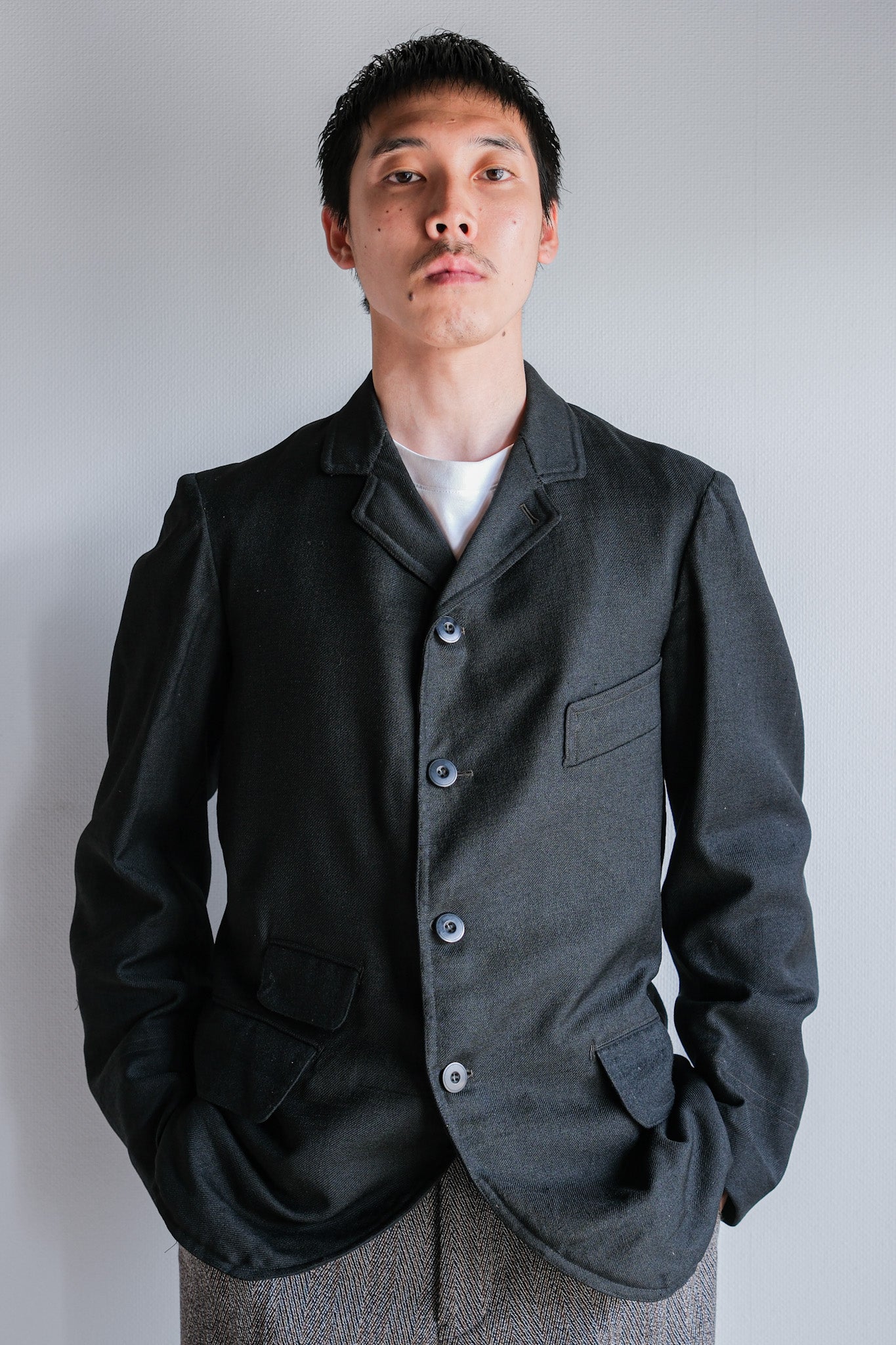 [~ 20's] French Vintage Black Wool Sack COAT