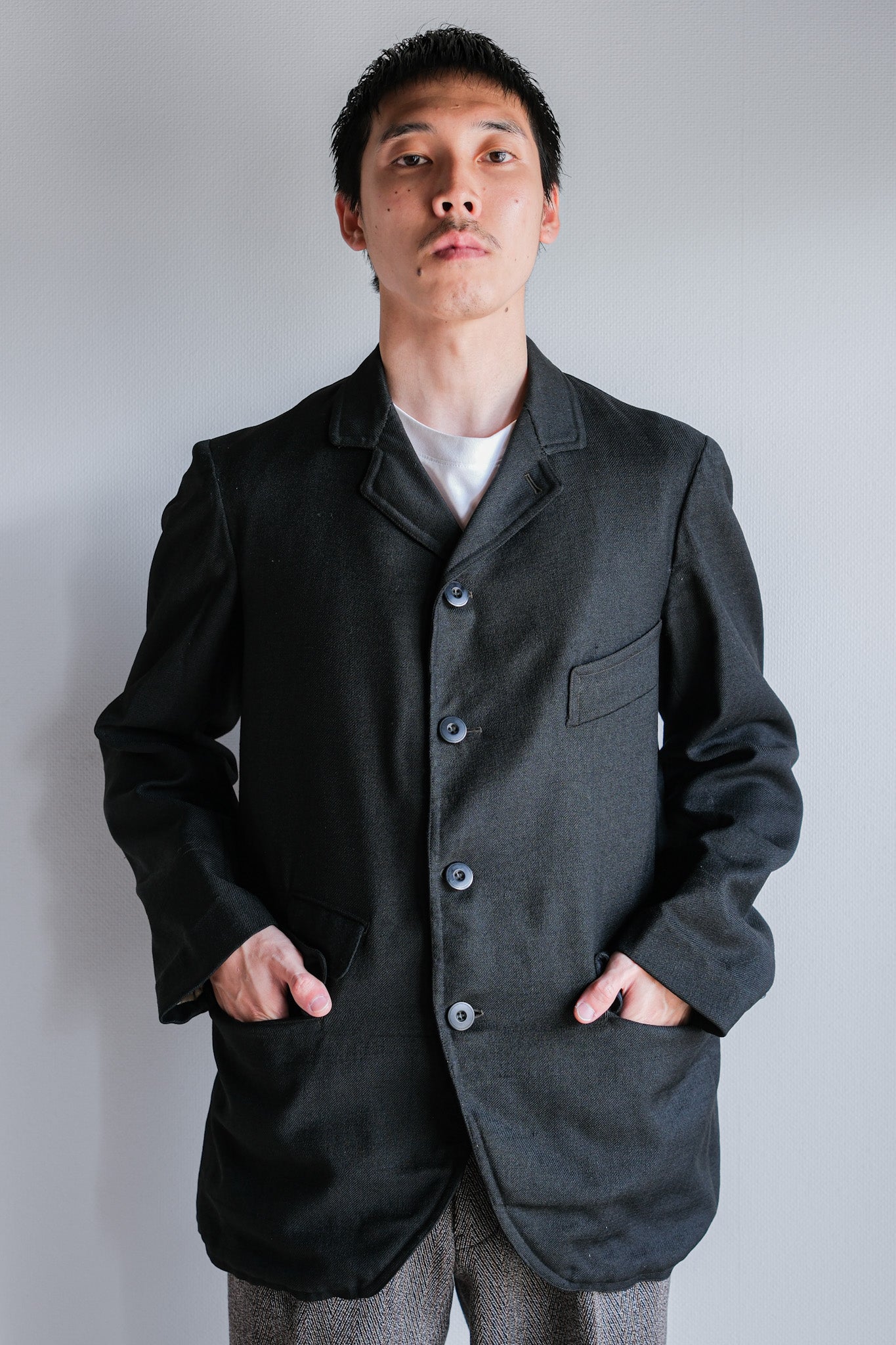 【~20's】French Vintage Black Wool Sack Coat