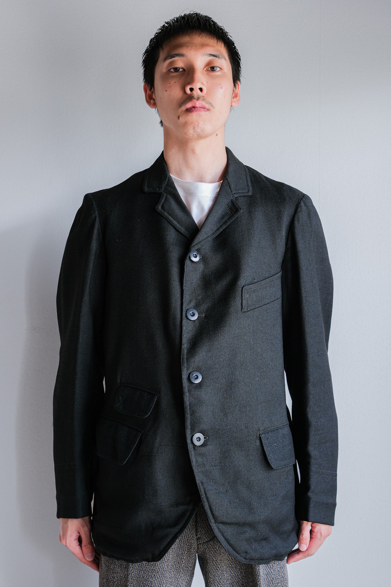 [~ 20's] French Vintage Black Wool Sack COAT