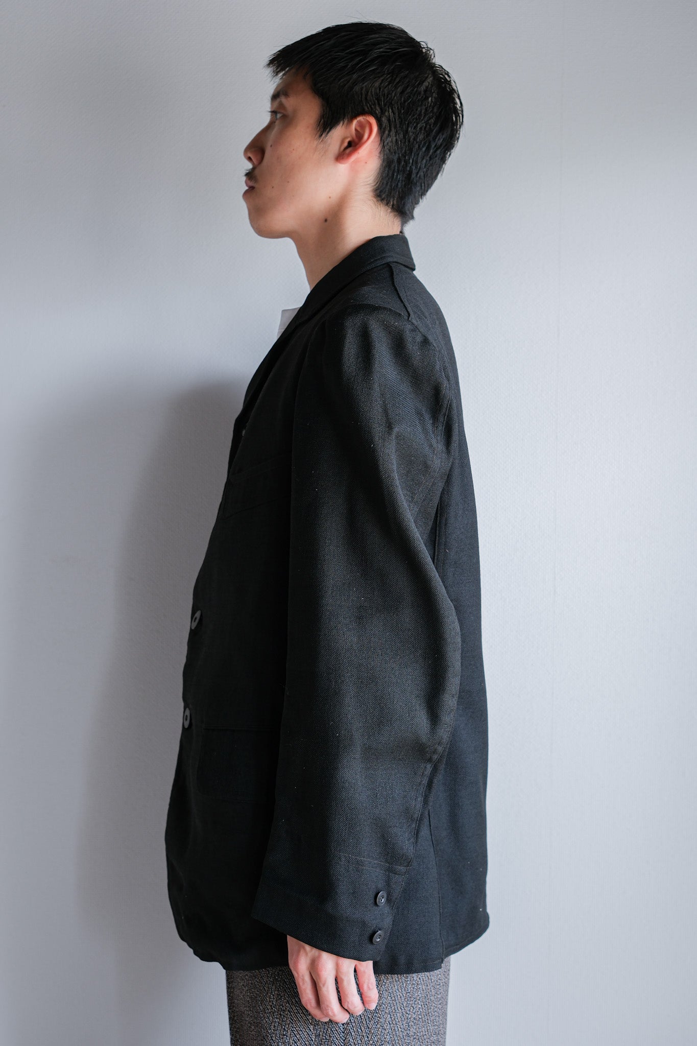 【~20's】French Vintage Black Wool Sack Coat