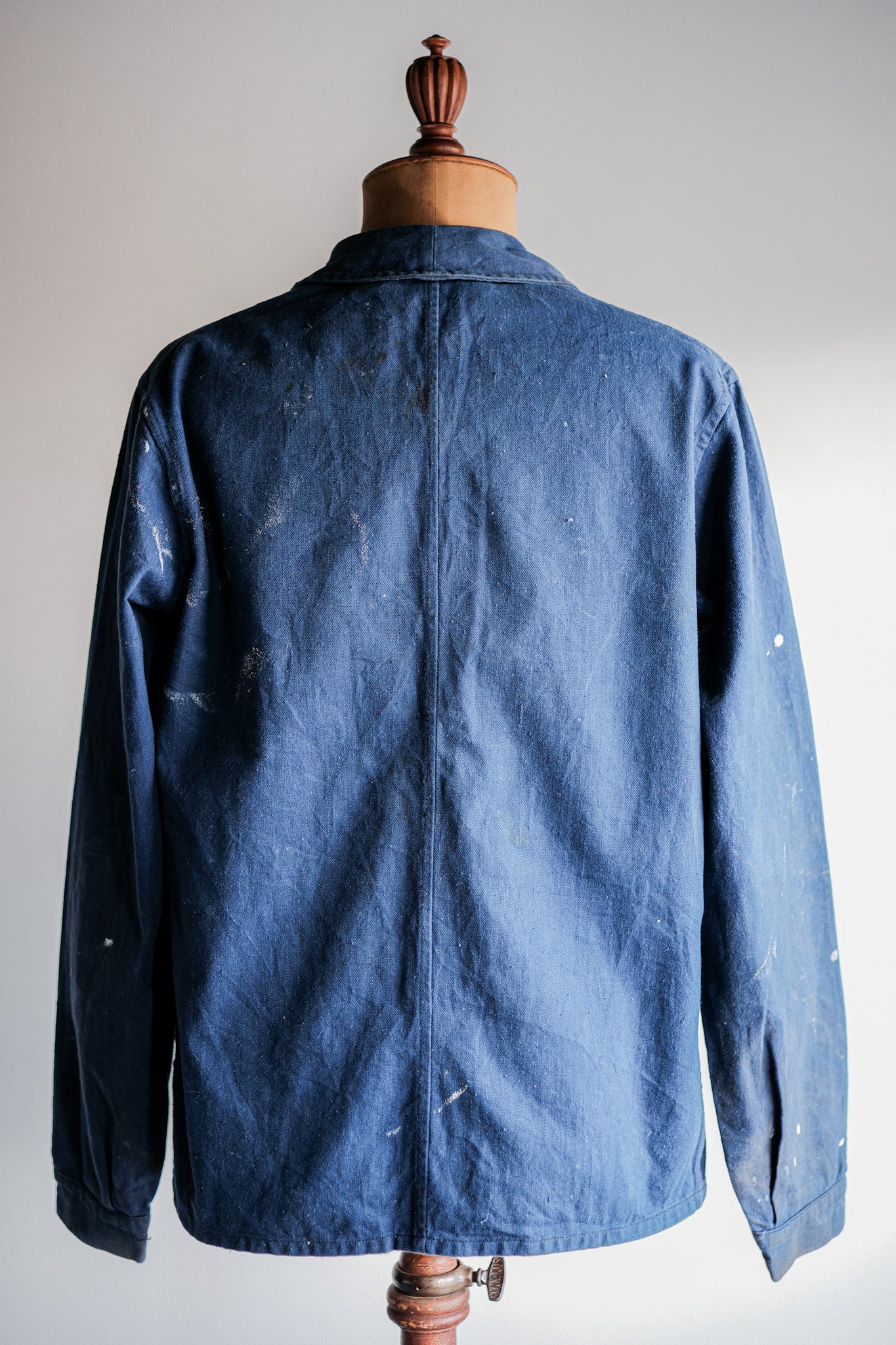 ［~50's］French Vintage Double Breasted Indigo Cotton Twill Work Jacket "Crazy Paint"