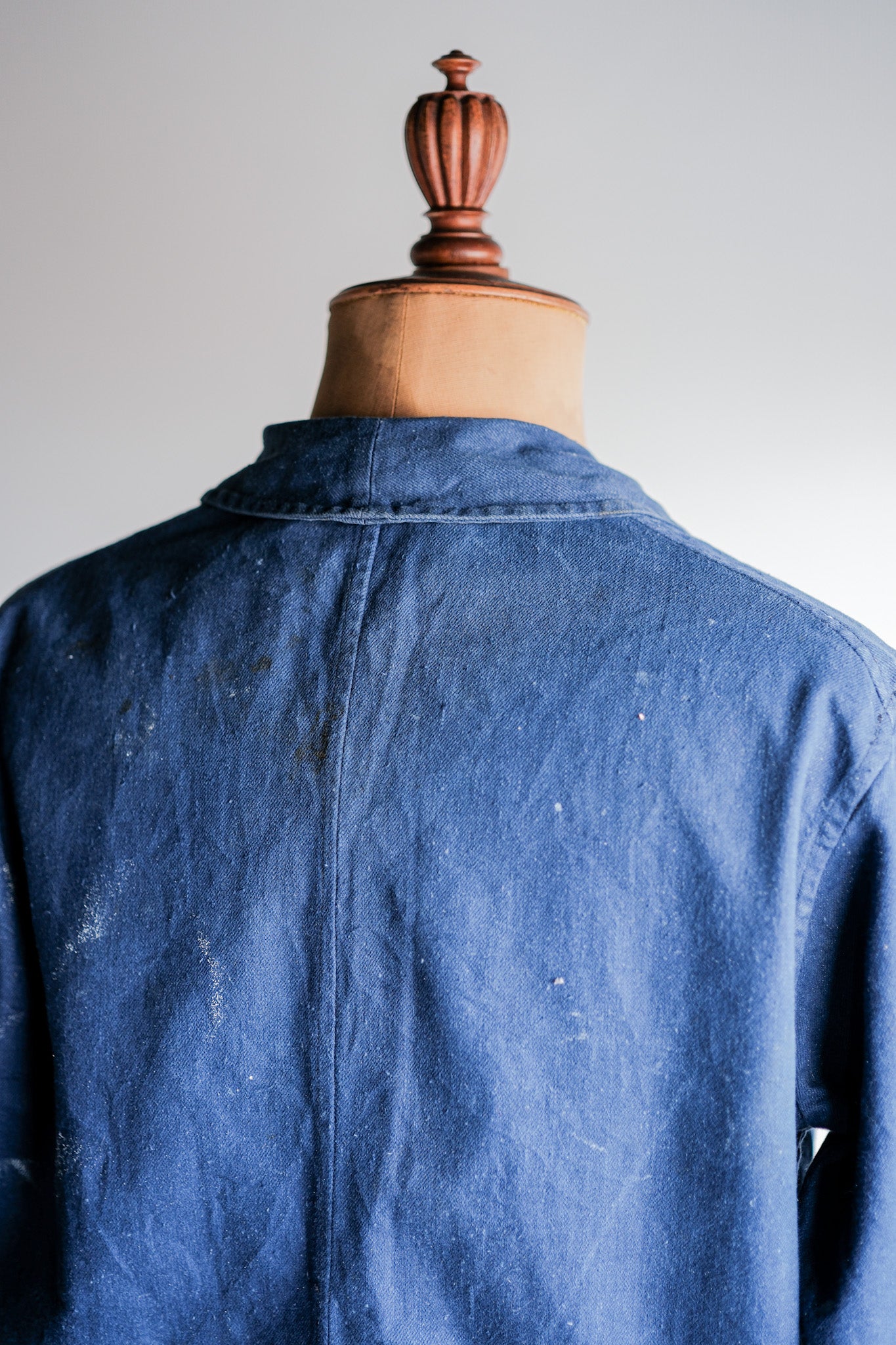 ［~50's］French Vintage Double Breasted Indigo Cotton Twill Work Jacket "Crazy Paint"