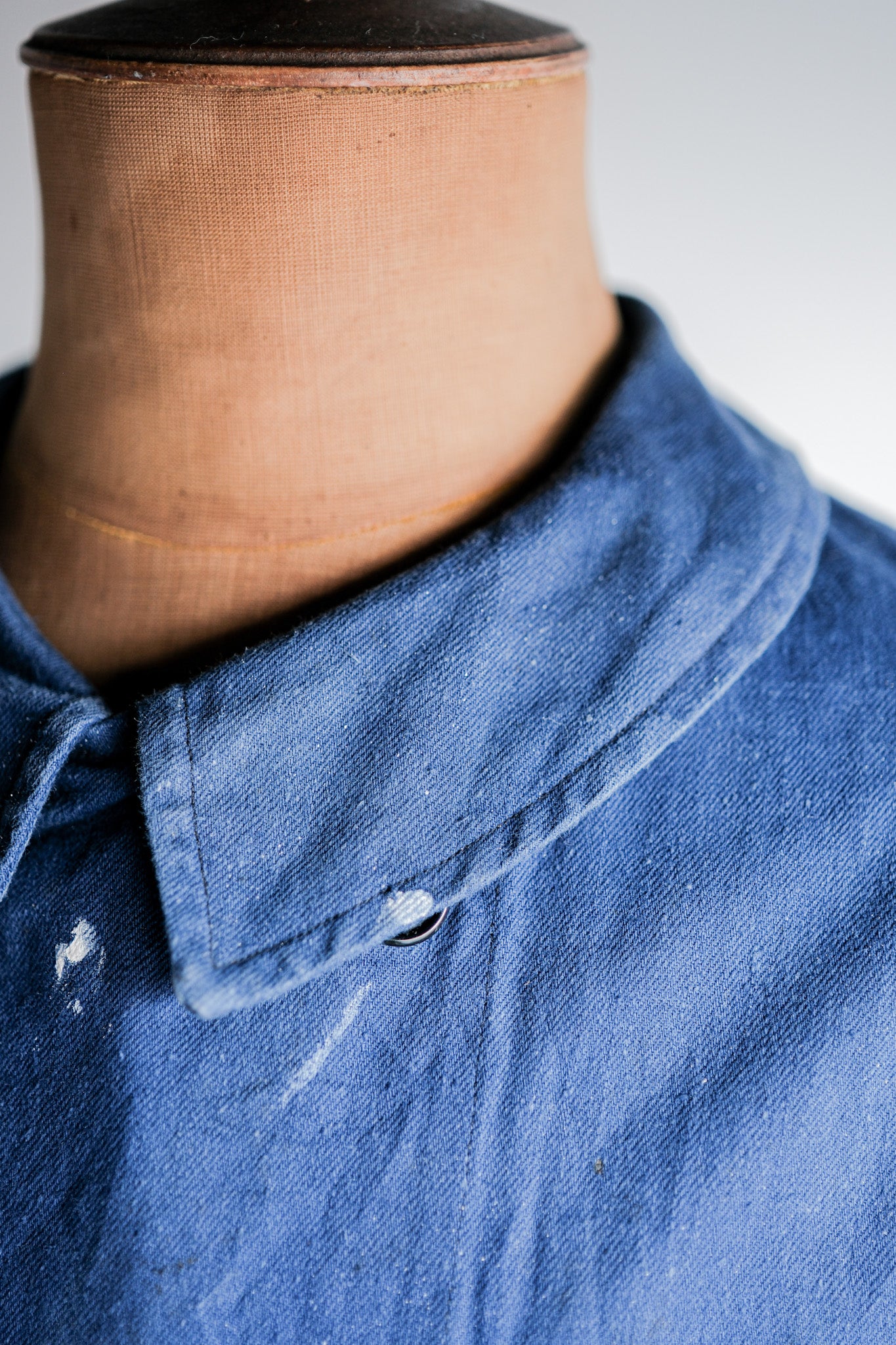 [~ 50'S] Veste de travail à double serre en coton en coton indigo à double poitrine vintage "Crazy Paint"