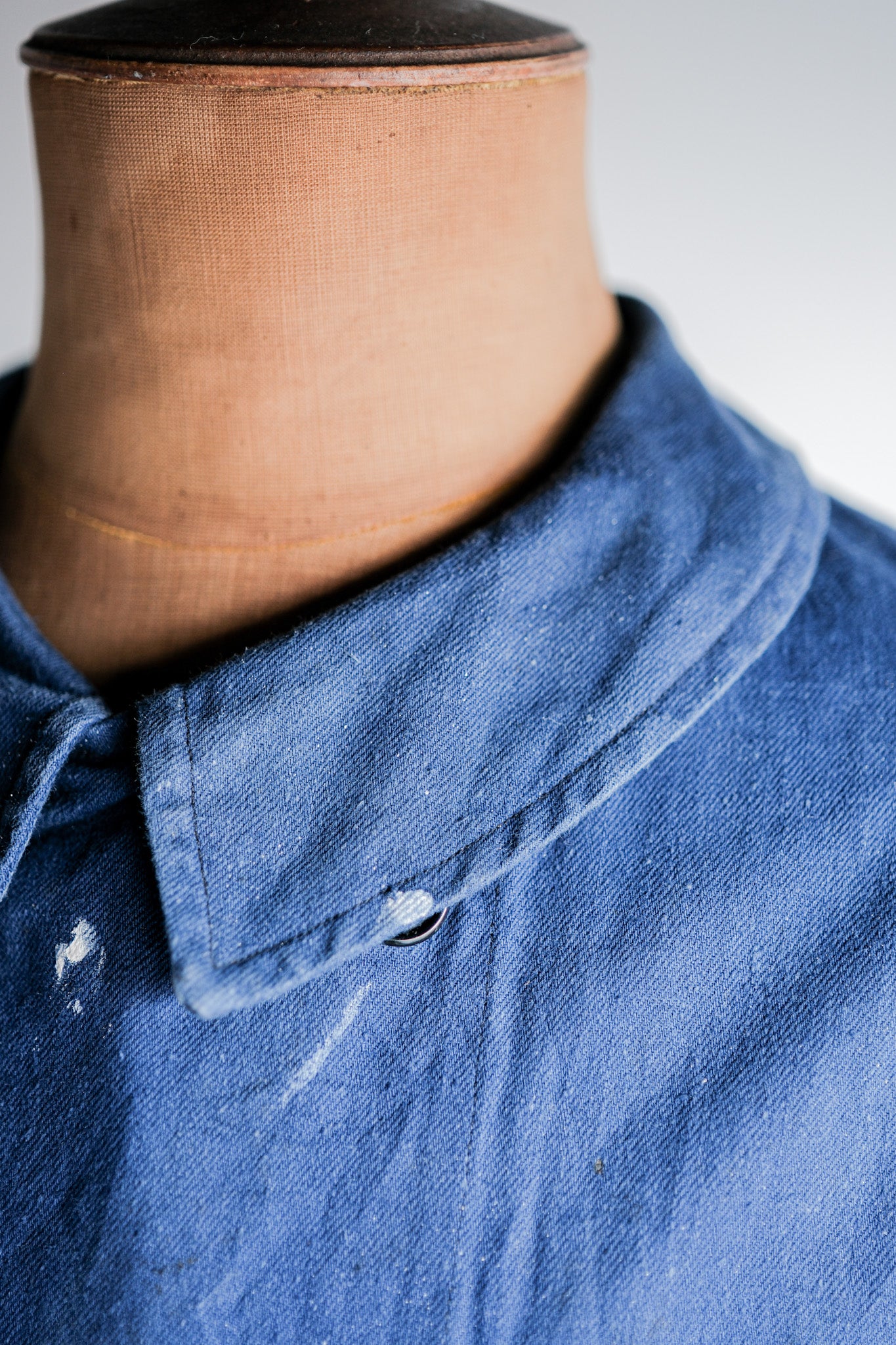 ［~50's］French Vintage Double Breasted Indigo Cotton Twill Work Jacket "Crazy Paint"