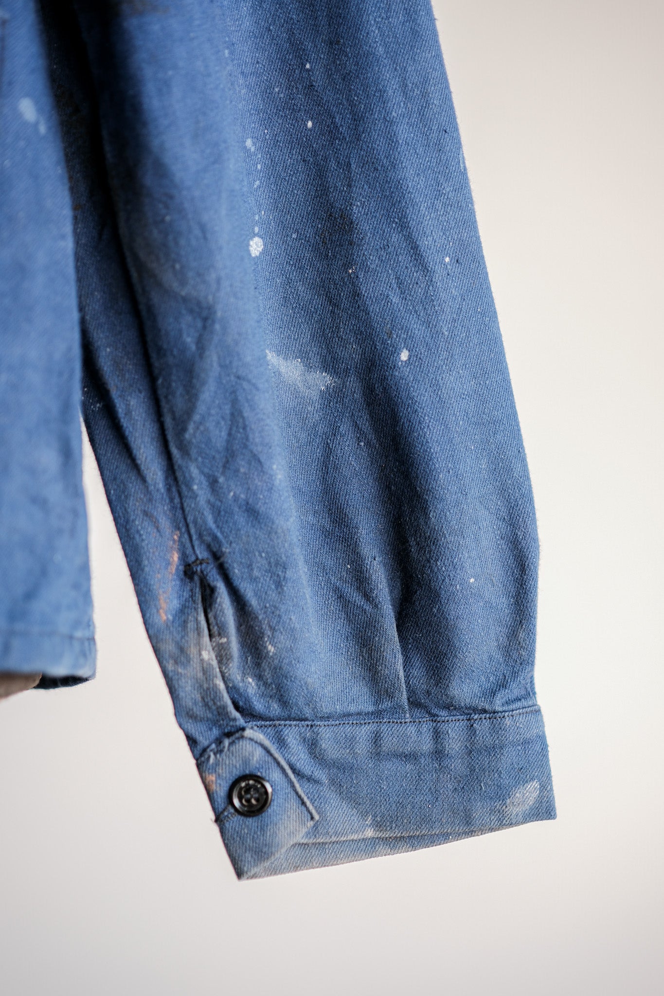 ［~50's］French Vintage Double Breasted Indigo Cotton Twill Work Jacket "Crazy Paint"