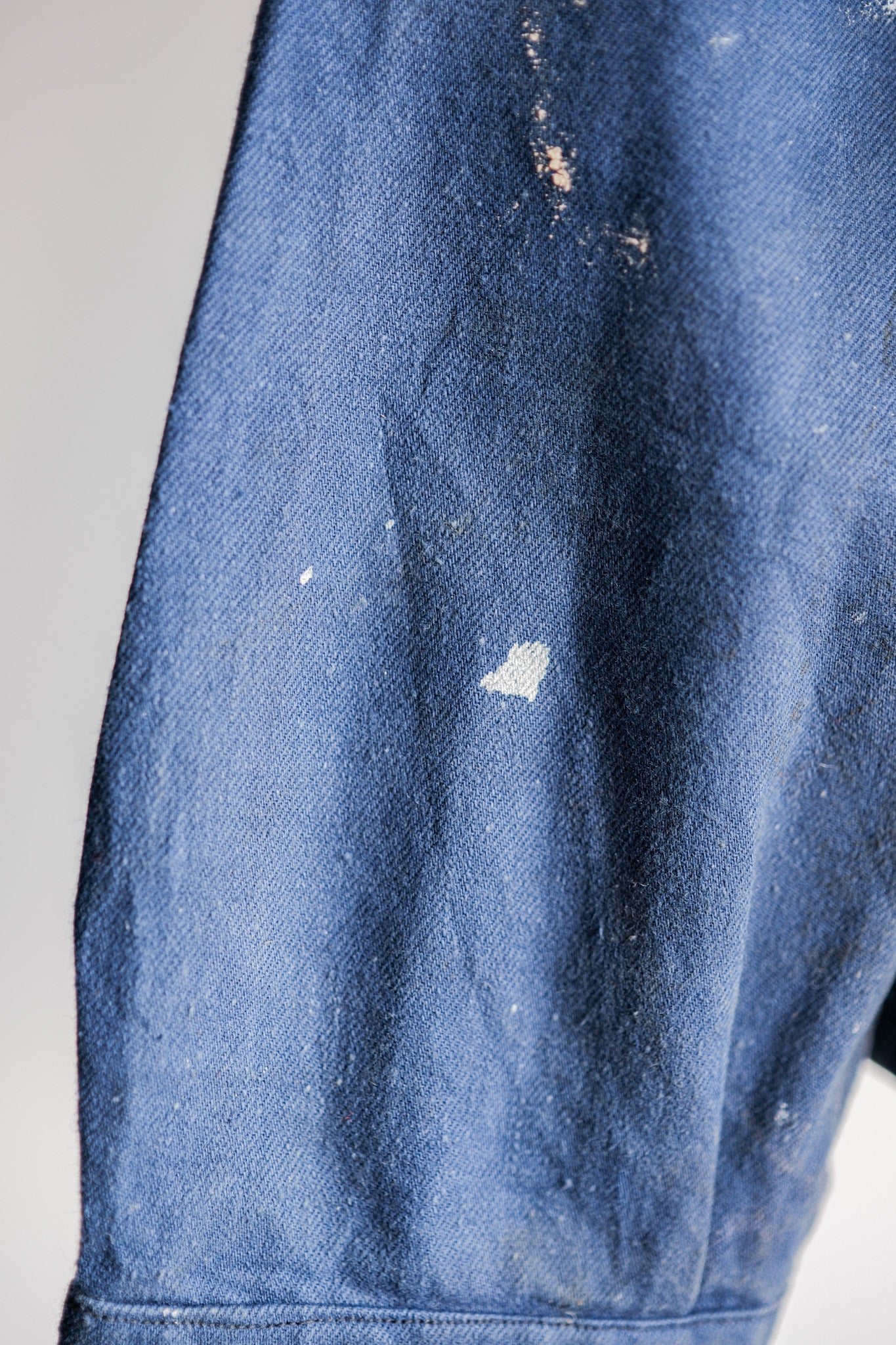 ［~50's］French Vintage Double Breasted Indigo Cotton Twill Work Jacket "Crazy Paint"