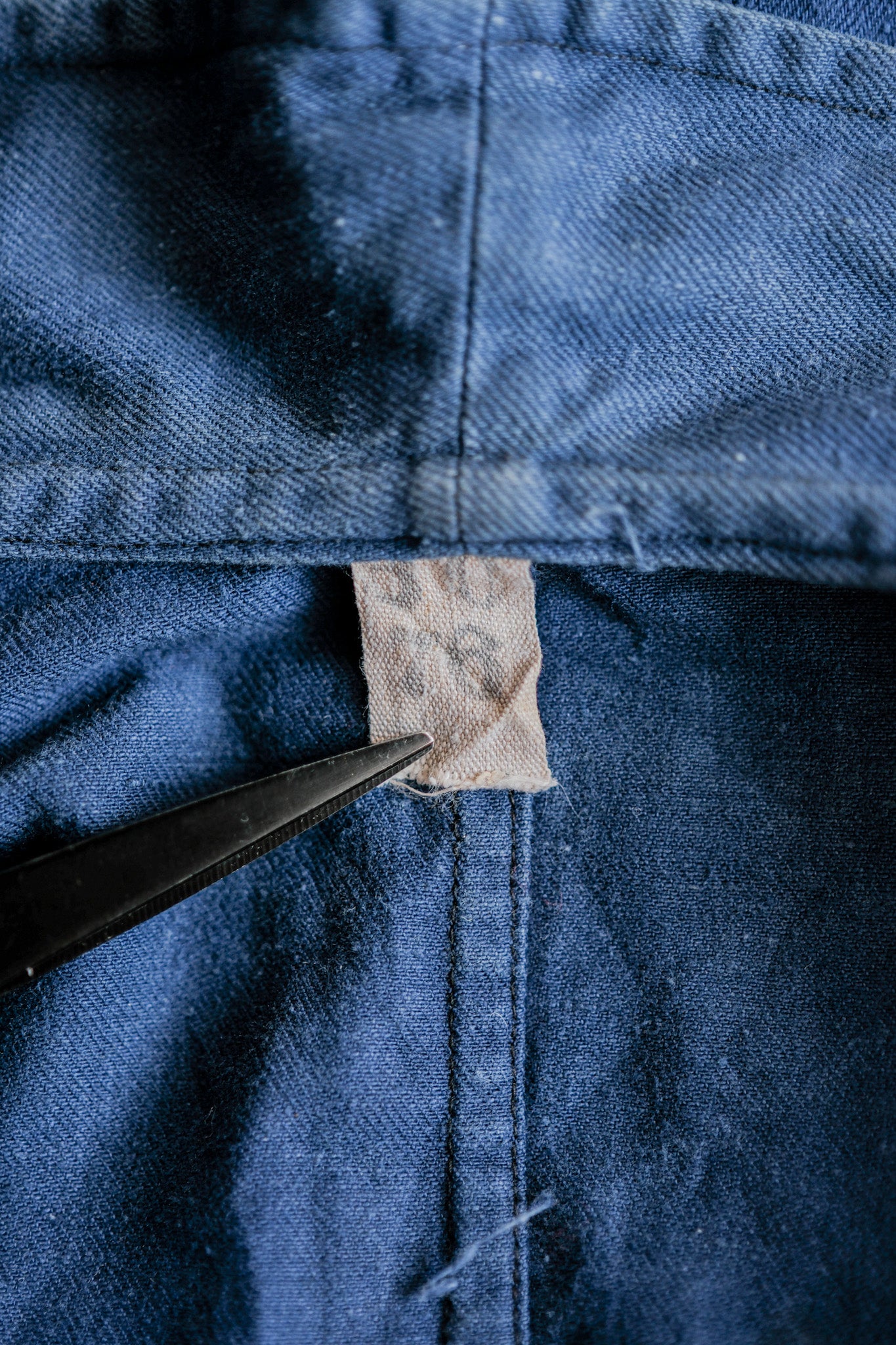 ［~50's］French Vintage Double Breasted Indigo Cotton Twill Work Jacket "Crazy Paint"