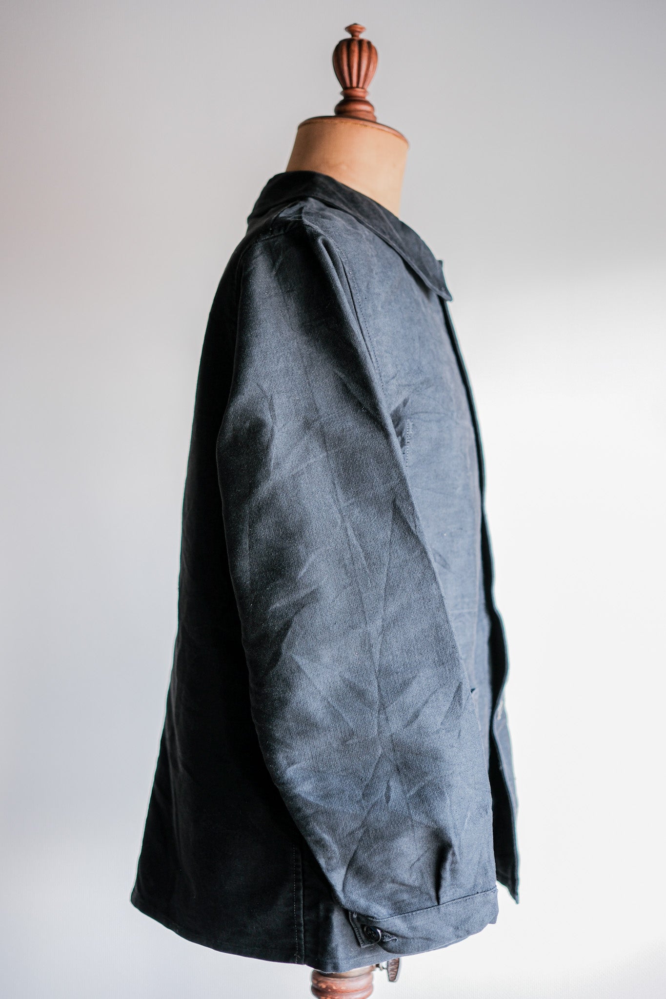 [~ 30's] French Vintage Black Moleskin Work Jacket "Le Mont St. Michel"