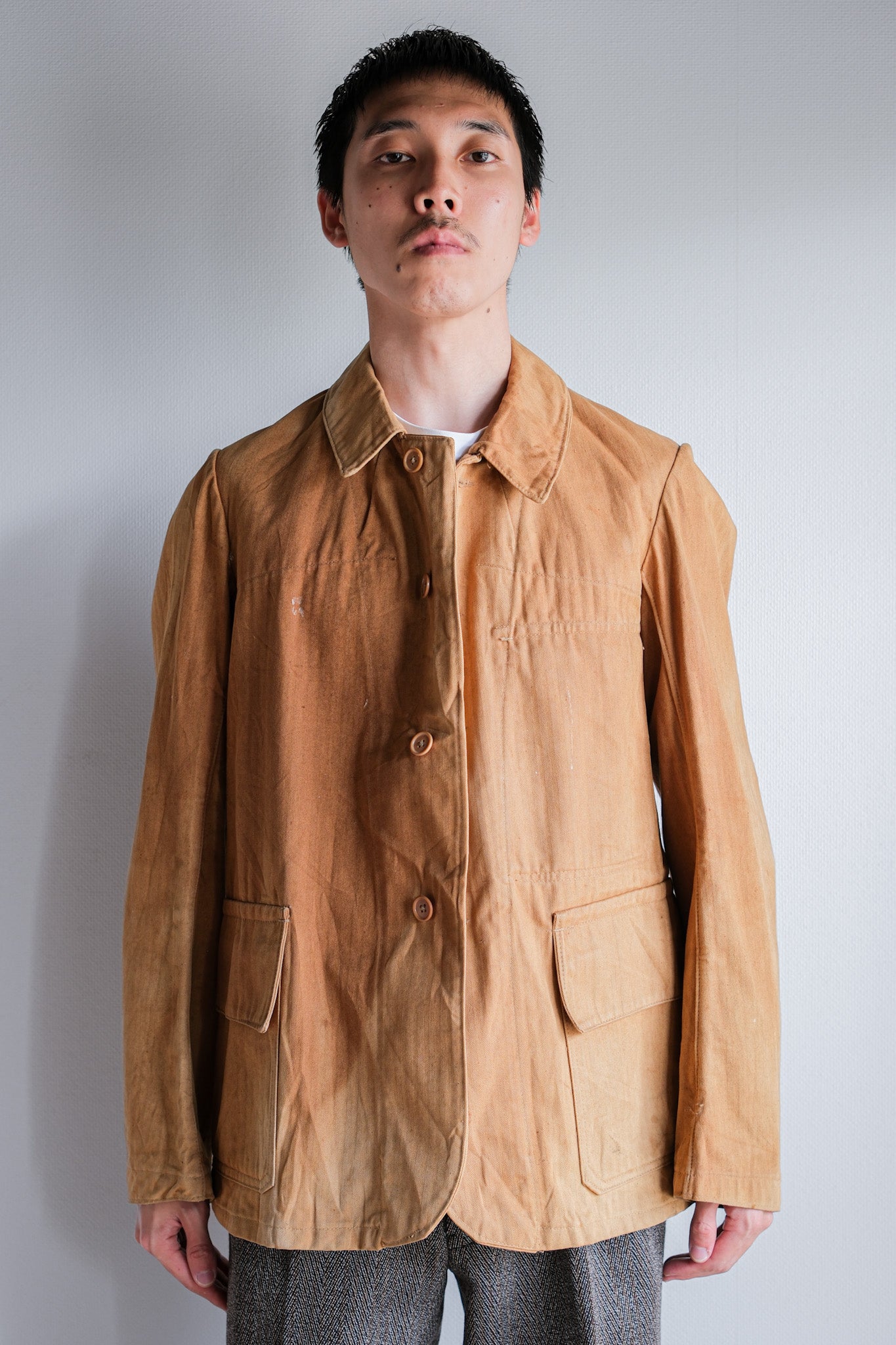 ［~40's］French Vintage Brown HBT Cotton Work Jacket