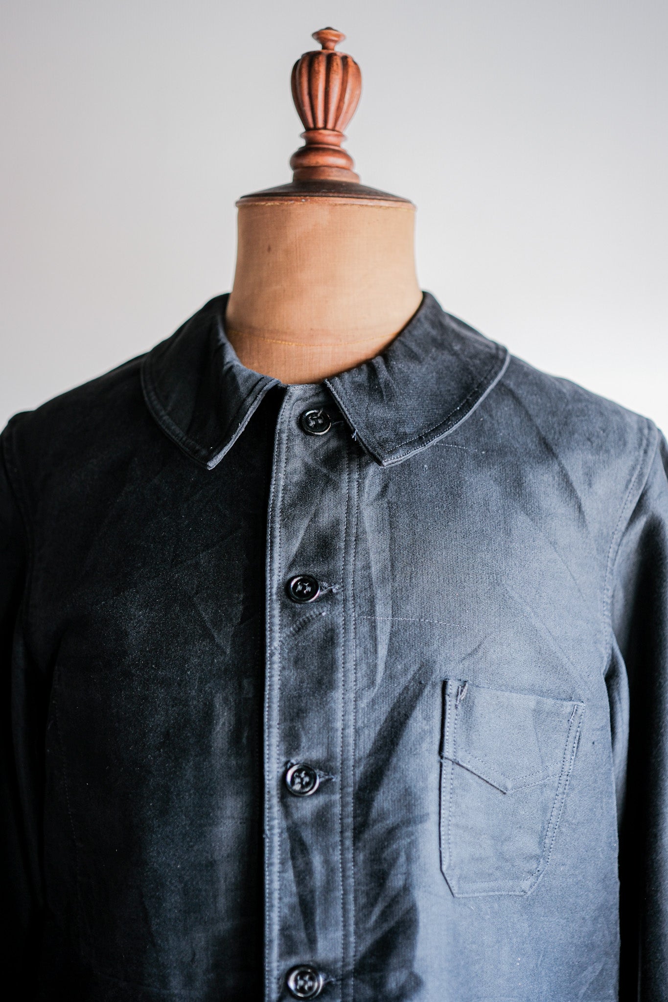 30's] French Vintage Black Moleskin Work Jacket 