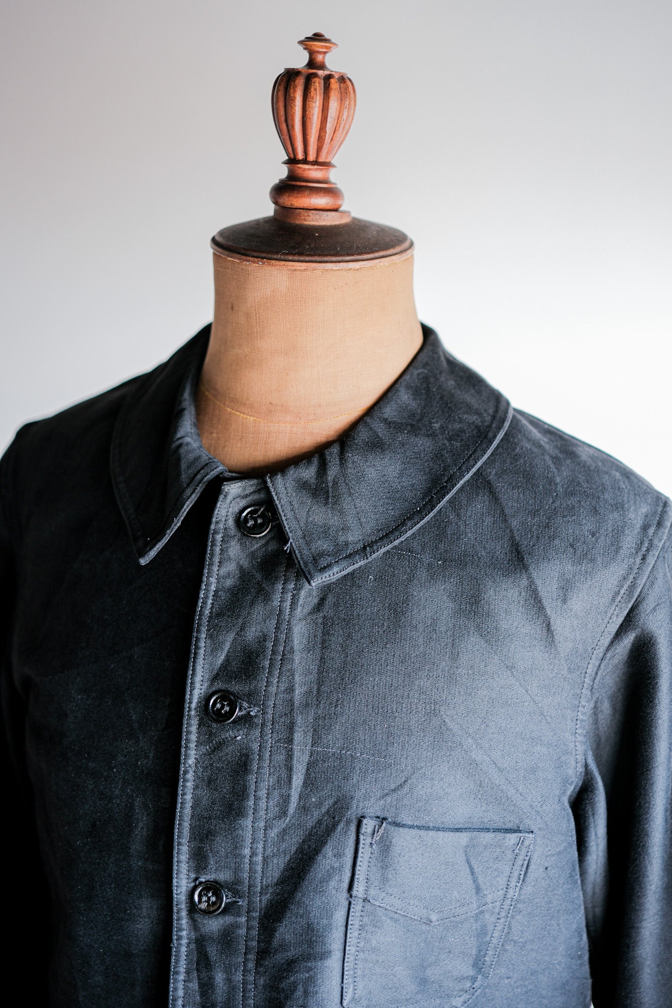 ［~30's］French Vintage Black Moleskin Work Jacket "Le Mont St. Michel"