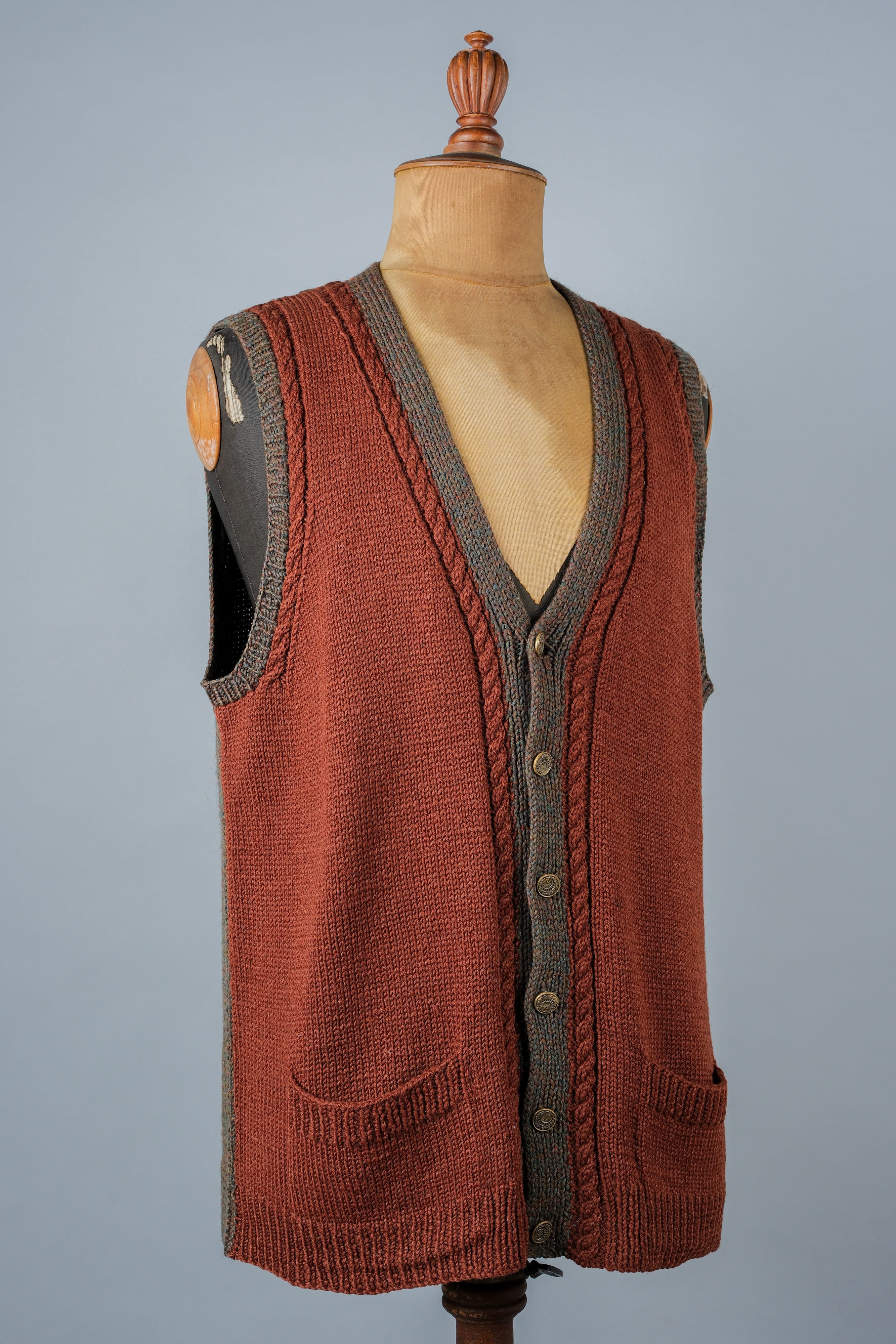 [~ 80's] British Vintage Mixed Wool Vest "Handmade"