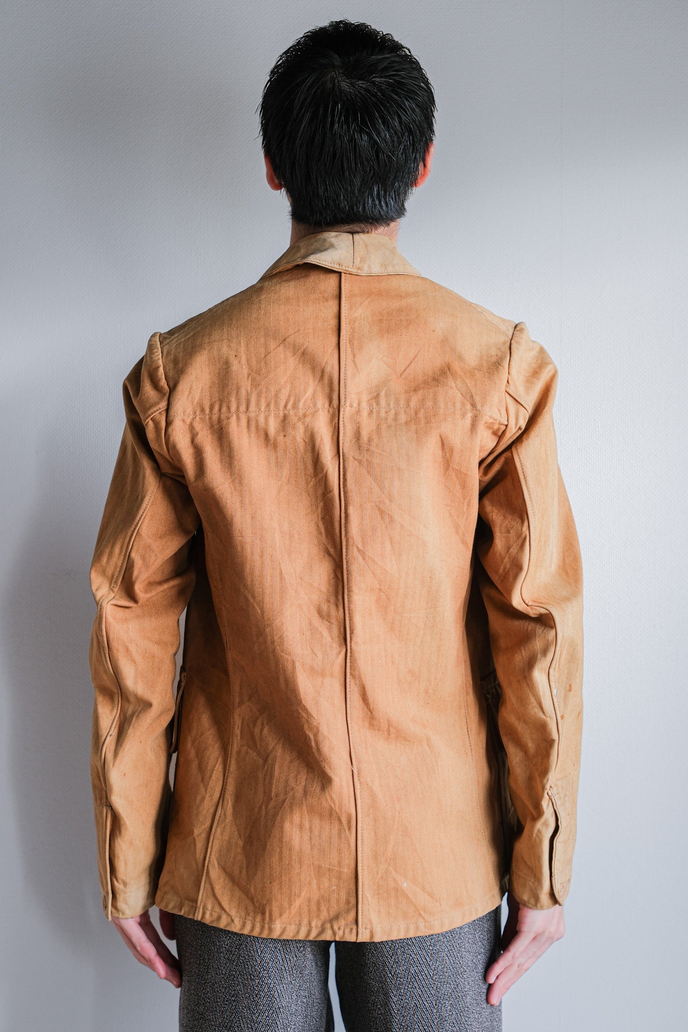 ［~40's］French Vintage Brown HBT Cotton Work Jacket